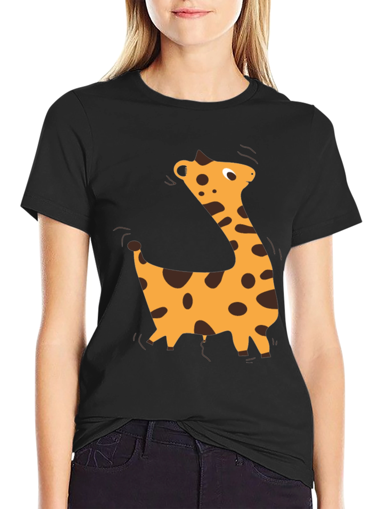 Giraffe Graphic Black T-Shirt - Casual Style