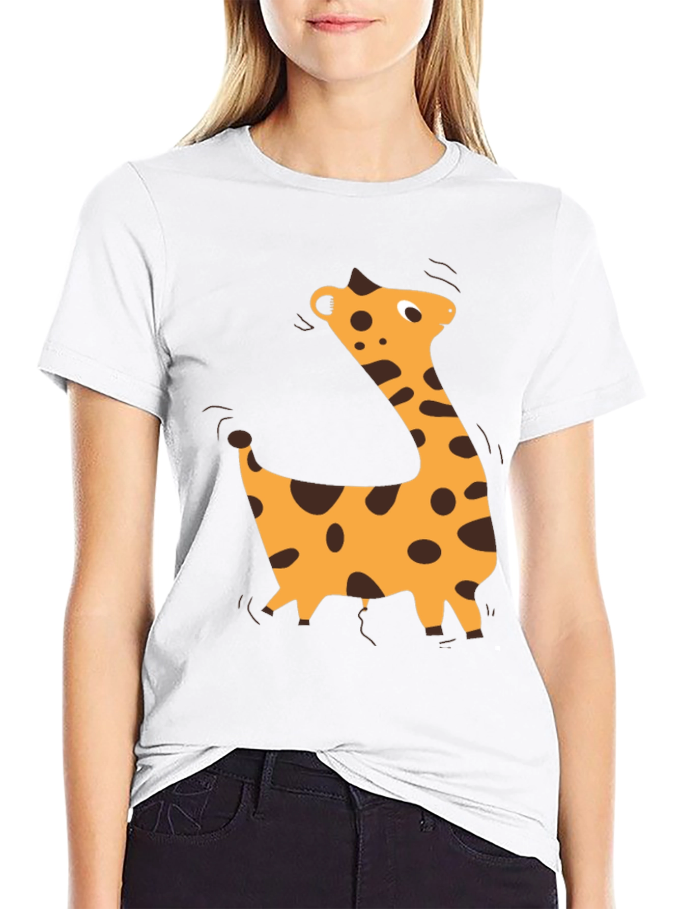 Giraffe Graphic Black T-Shirt - Casual Style