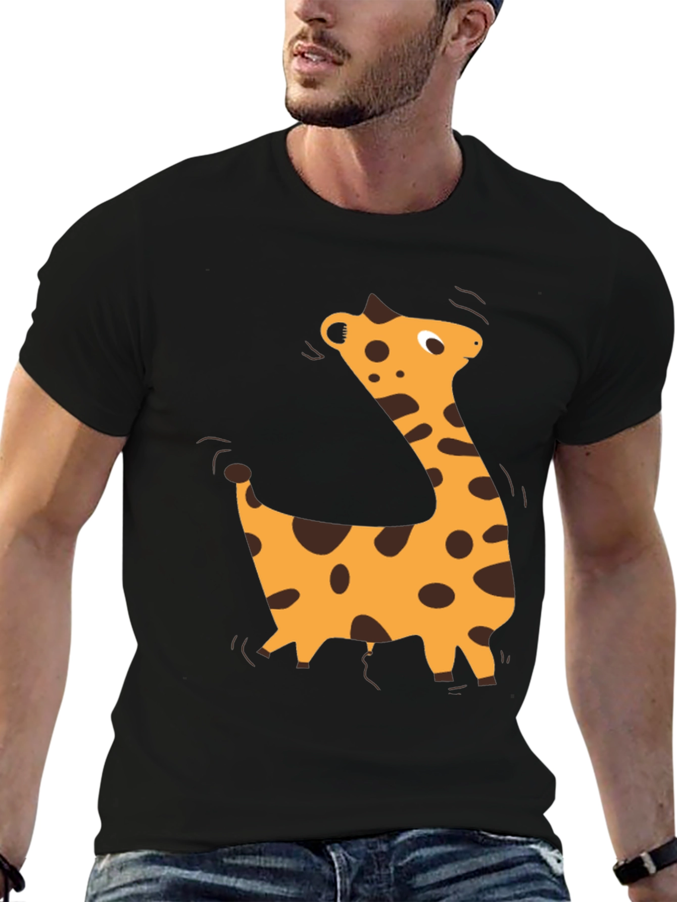 Giraffe Graphic Black T-Shirt - Casual Style