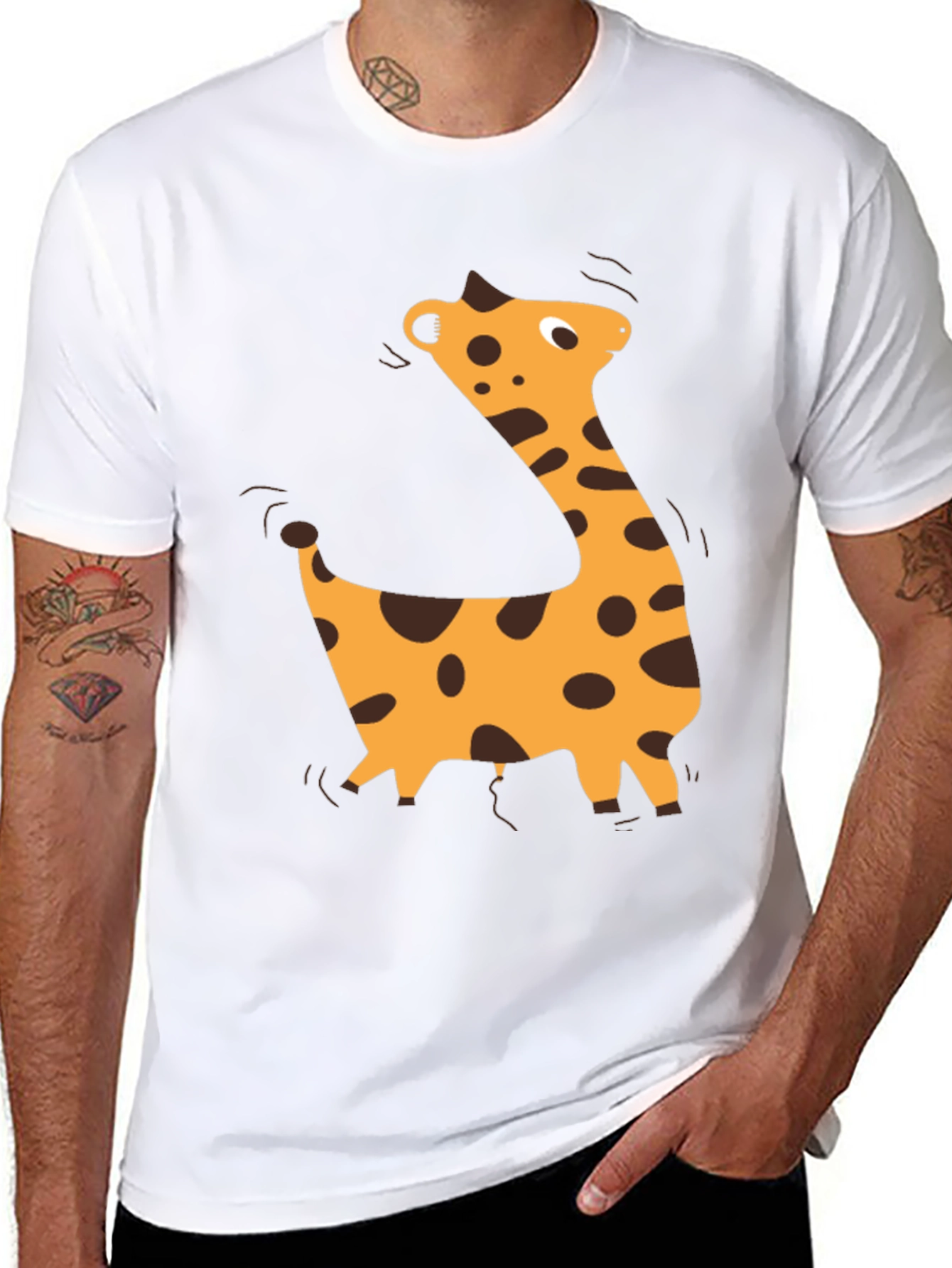 Giraffe Graphic Black T-Shirt - Casual Style
