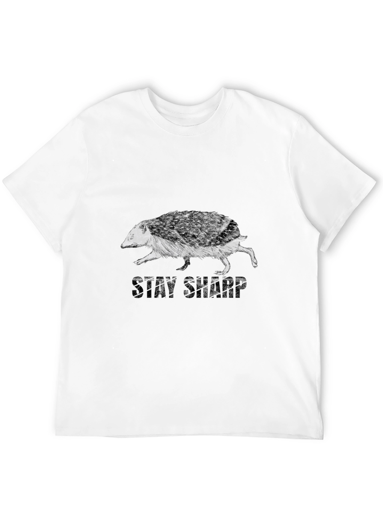 Stay Sharp Hedgehog Graphic Tee - Black Cotton Blend