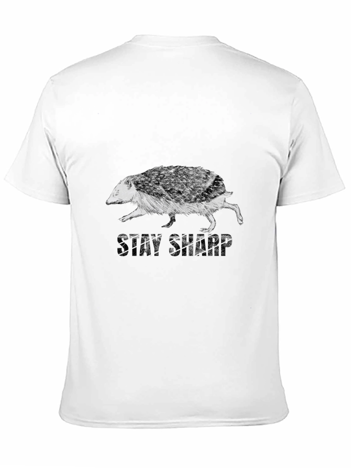Stay Sharp Hedgehog Graphic Tee - Black Cotton Blend