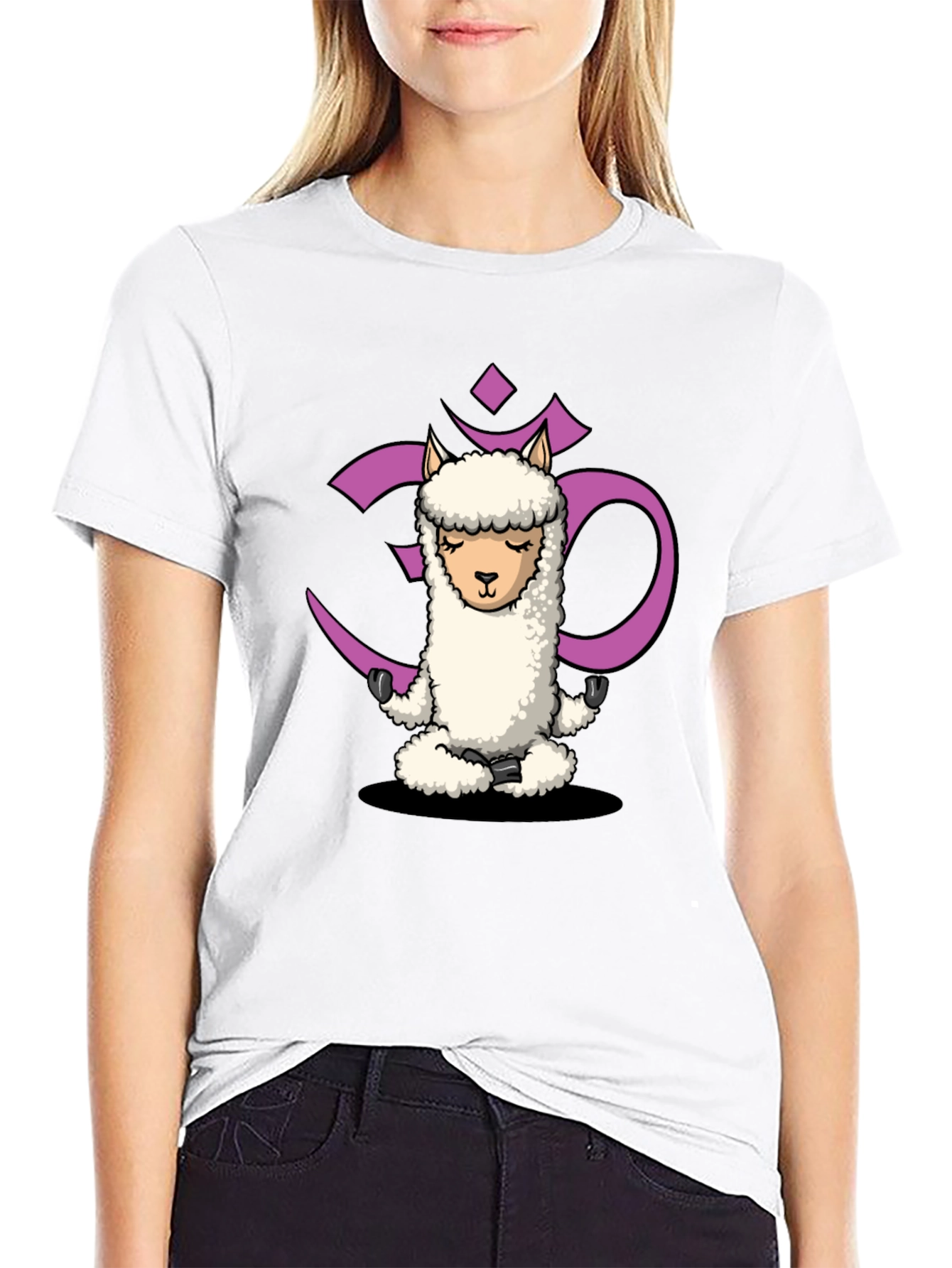 Zen Llama T-Shirt - Meditating Alpaca OM Graphic Tee