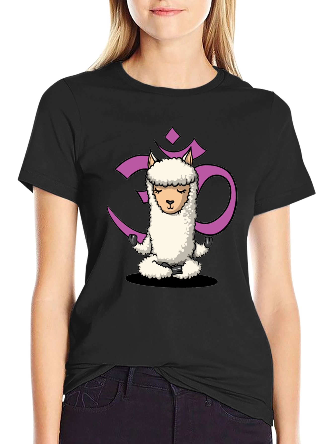 Zen Llama T-Shirt - Meditating Alpaca OM Graphic Tee