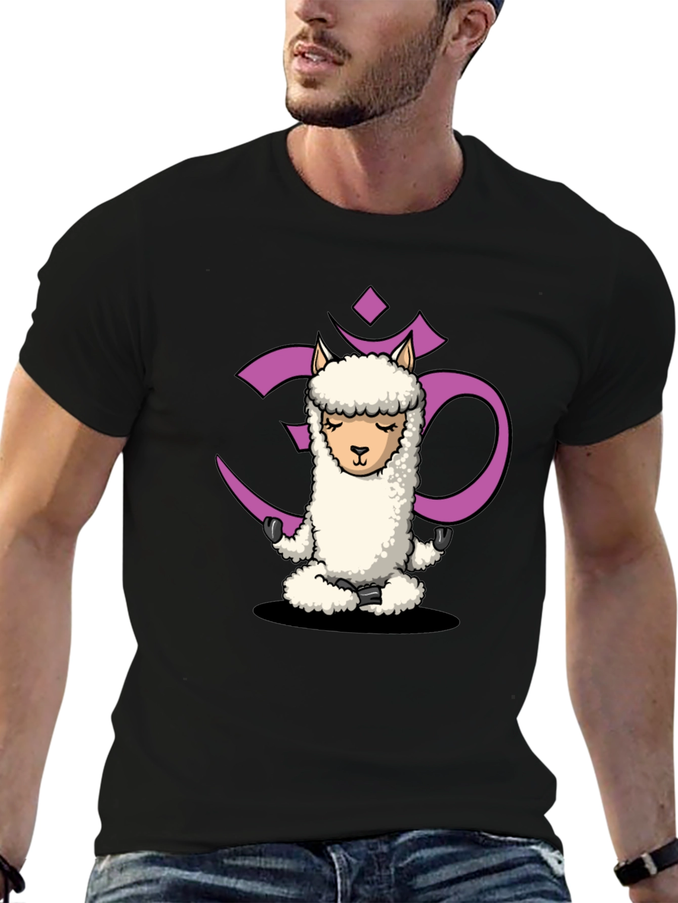 Zen Llama T-Shirt - Meditating Alpaca OM Graphic Tee