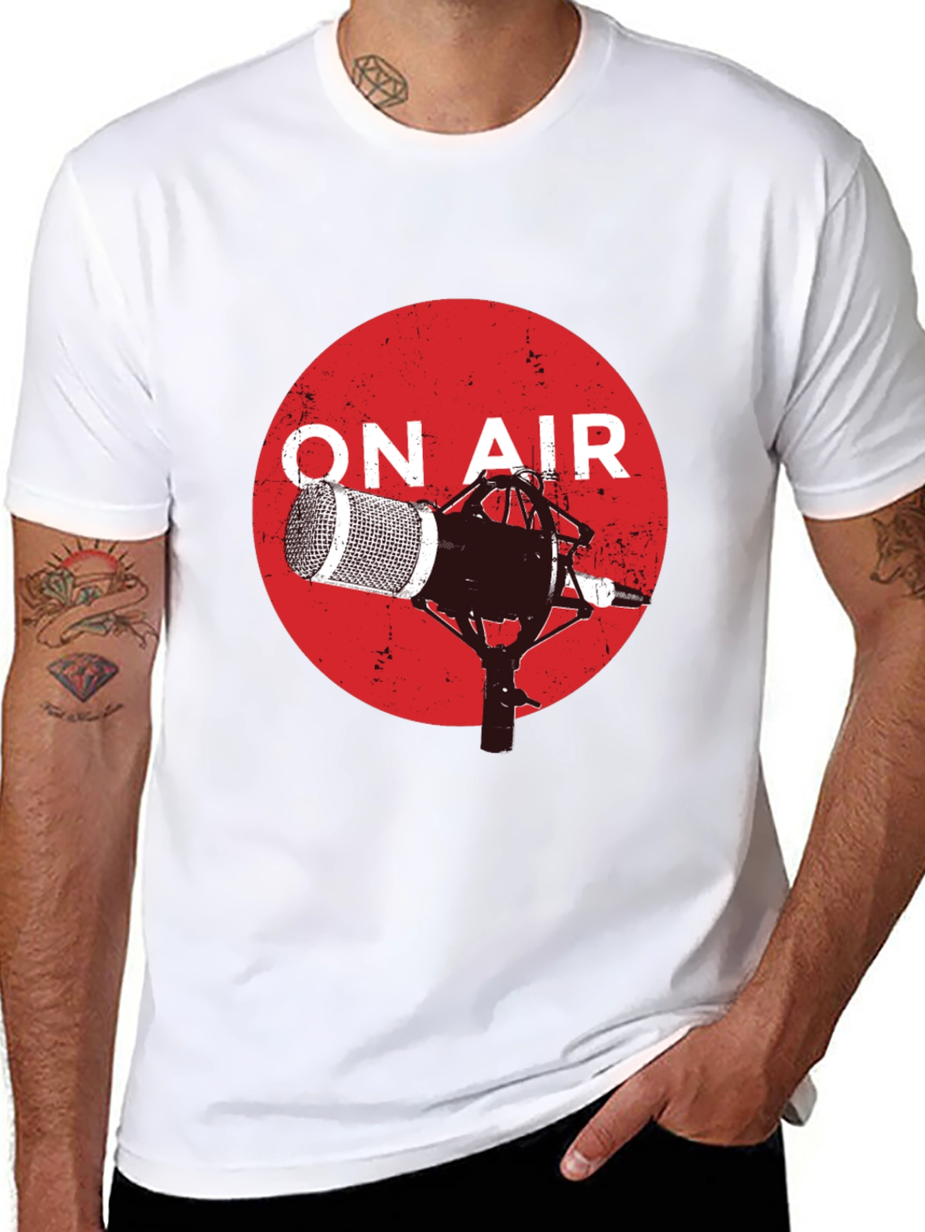 On Air Microphone Graphic Black T-Shirt