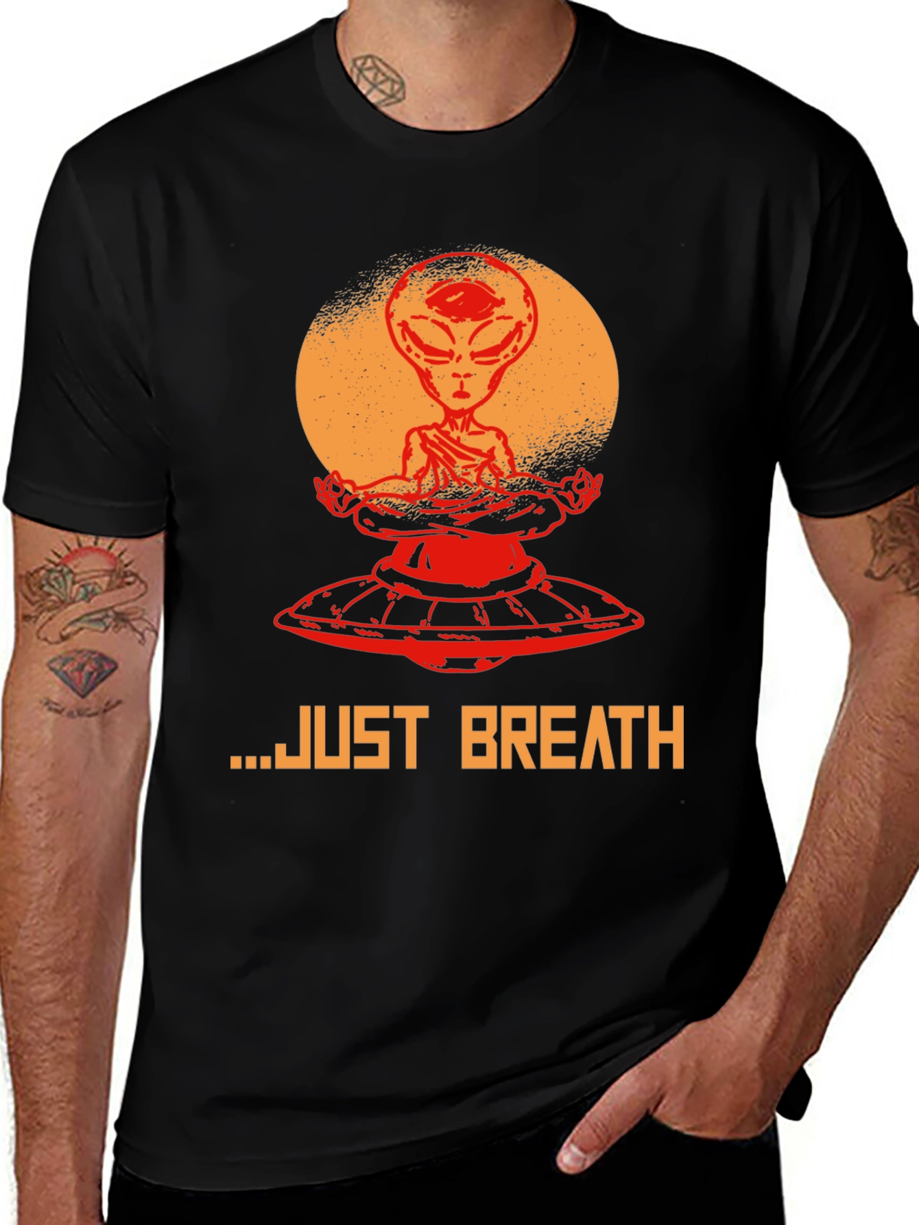 Alien Meditation T-Shirt - Just Breathe Graphic Tee