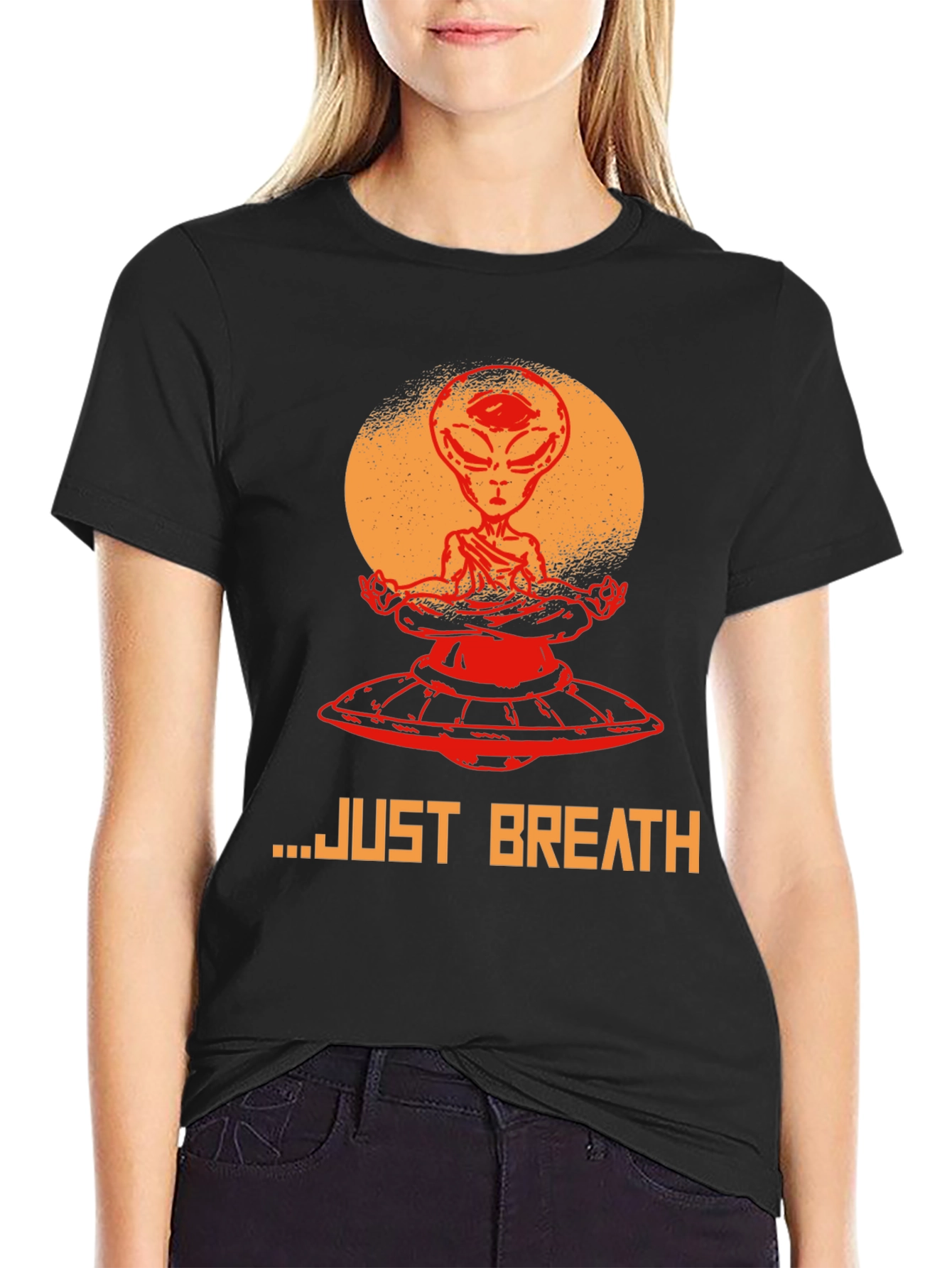 Alien Meditation T-Shirt - Just Breathe Graphic Tee