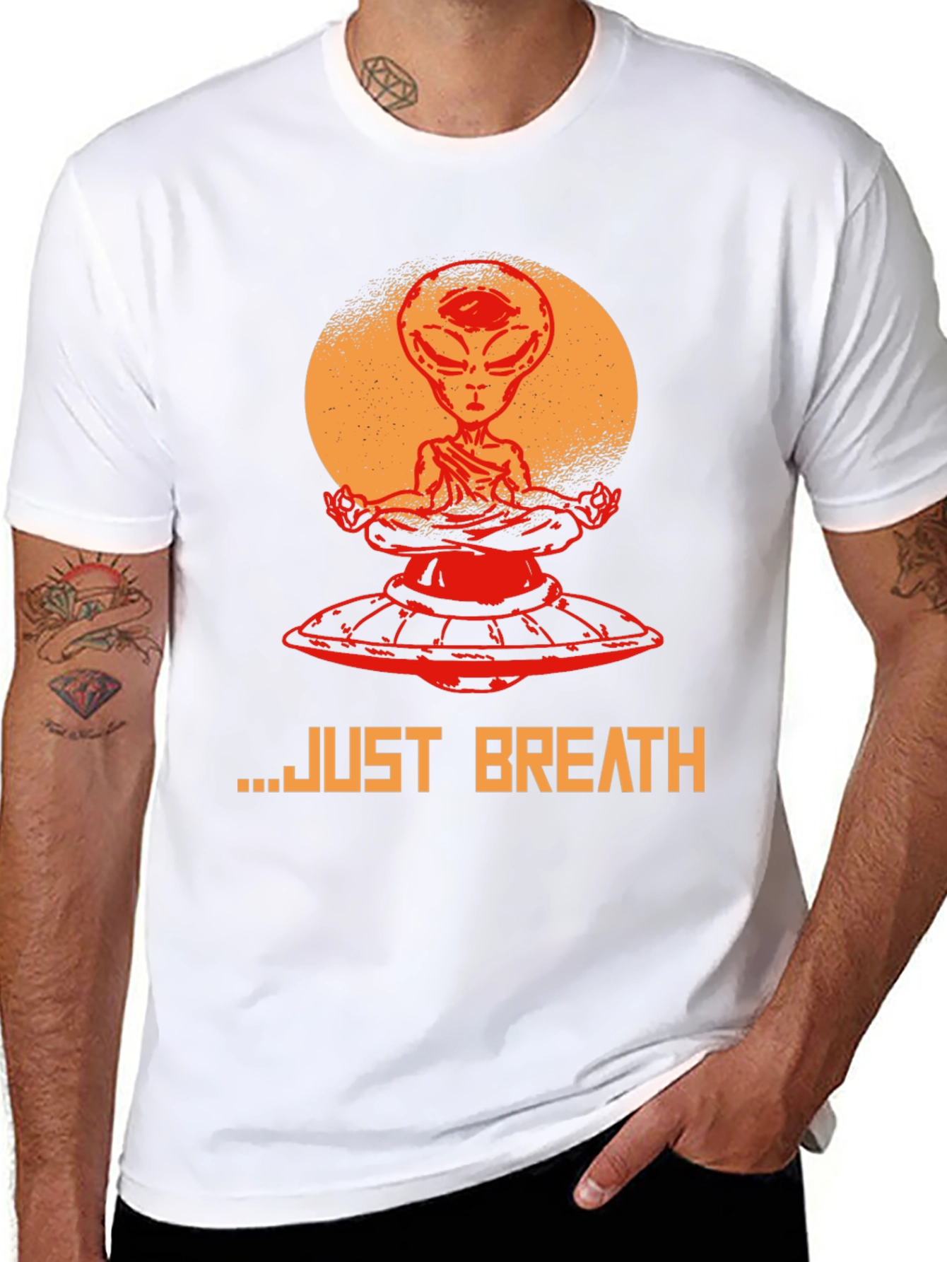 Alien Meditation T-Shirt - Just Breathe Graphic Tee