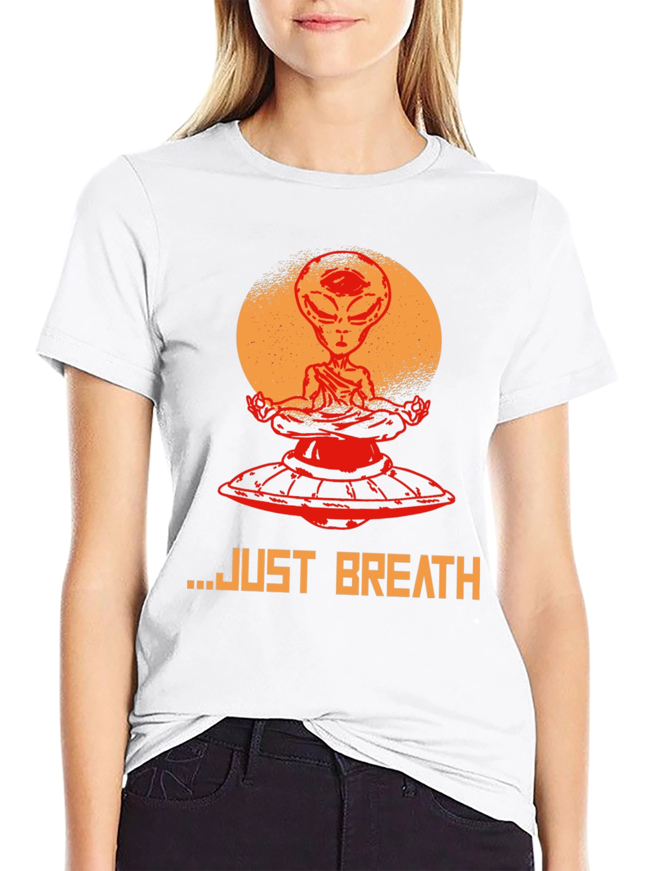 Alien Meditation T-Shirt - Just Breathe Graphic Tee
