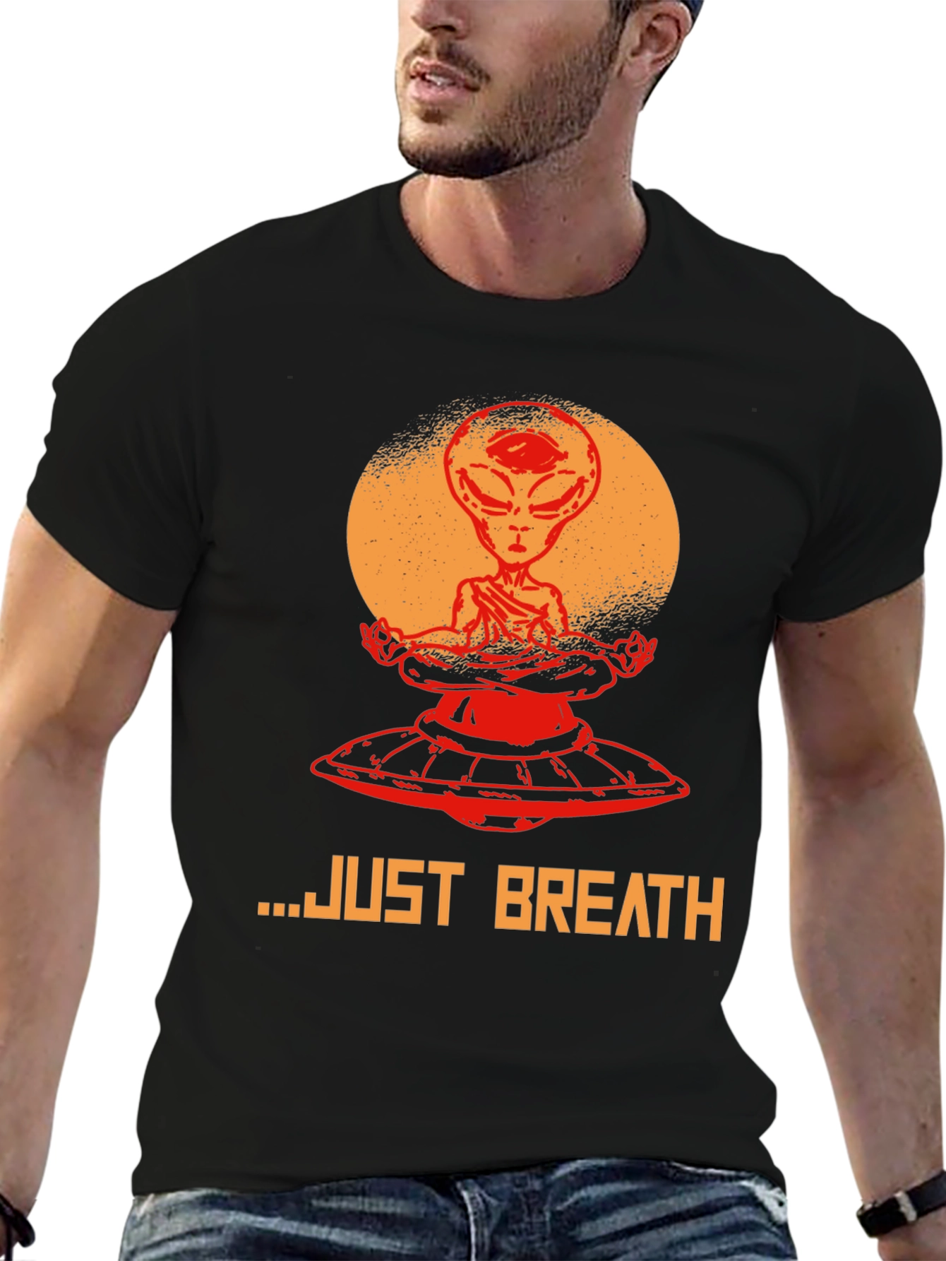 Alien Meditation T-Shirt - Just Breathe Graphic Tee