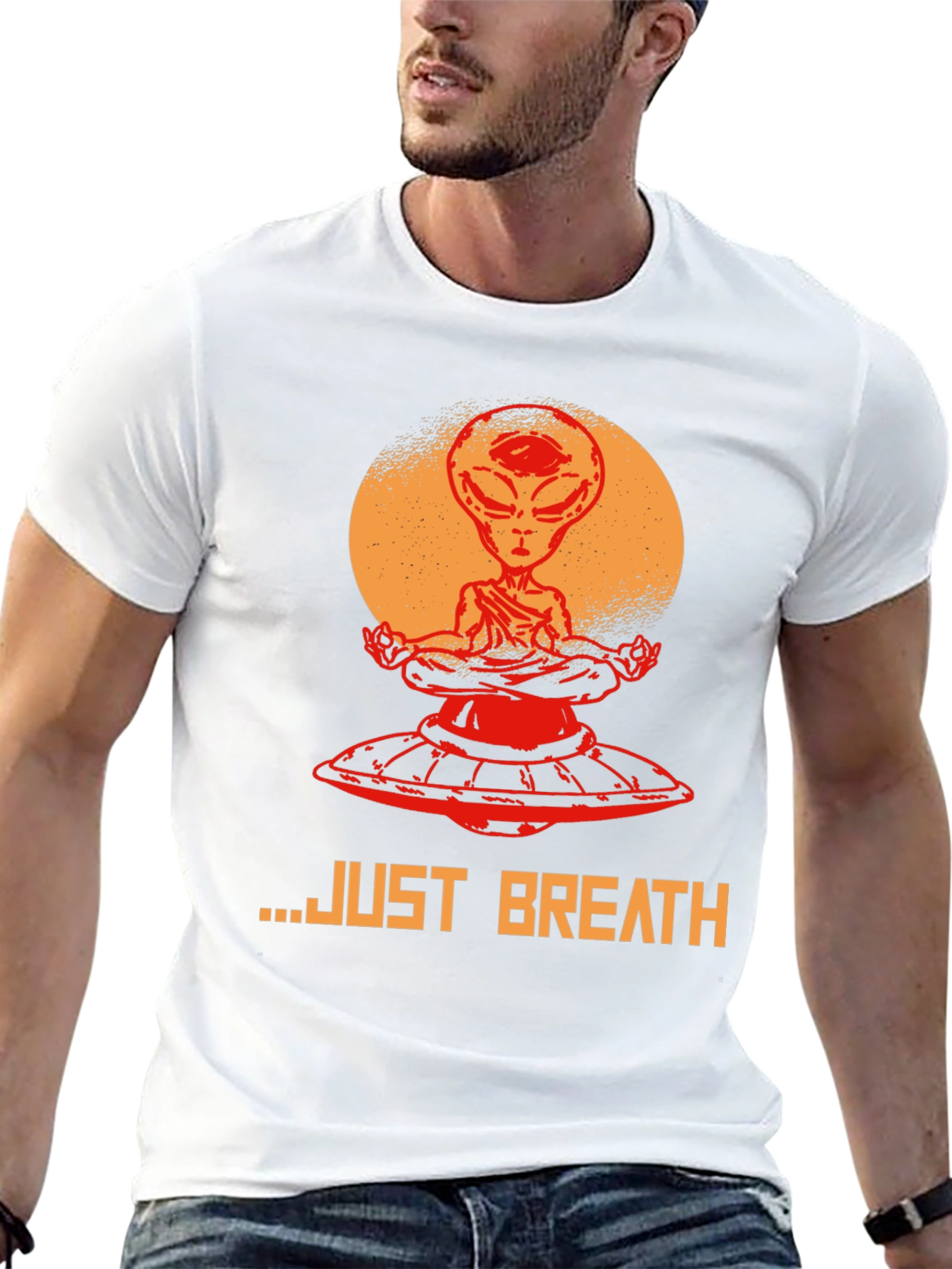 Alien Meditation T-Shirt - Just Breathe Graphic Tee
