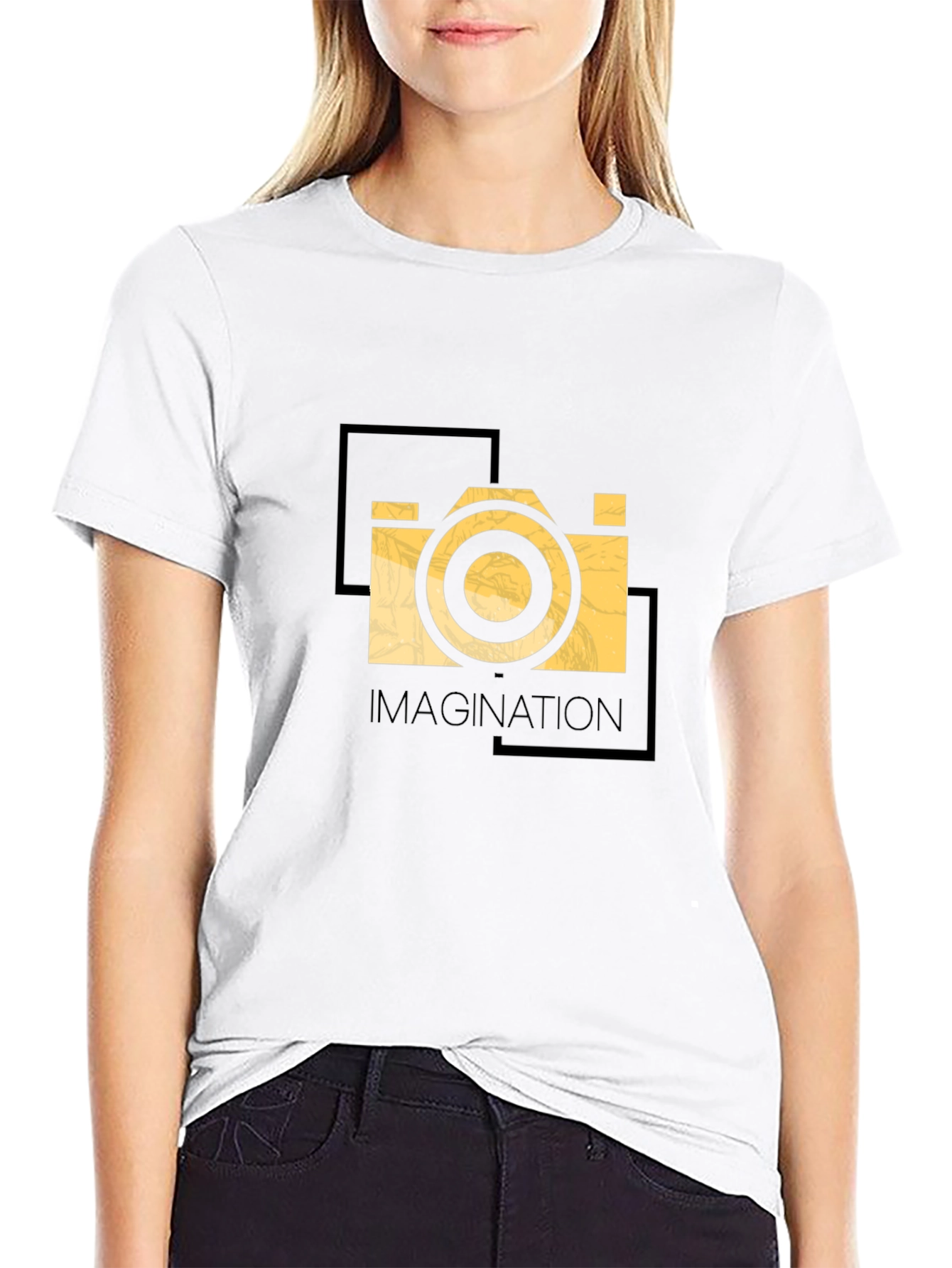 Imagination Camera Graphic T-Shirt - Black Cotton Blend