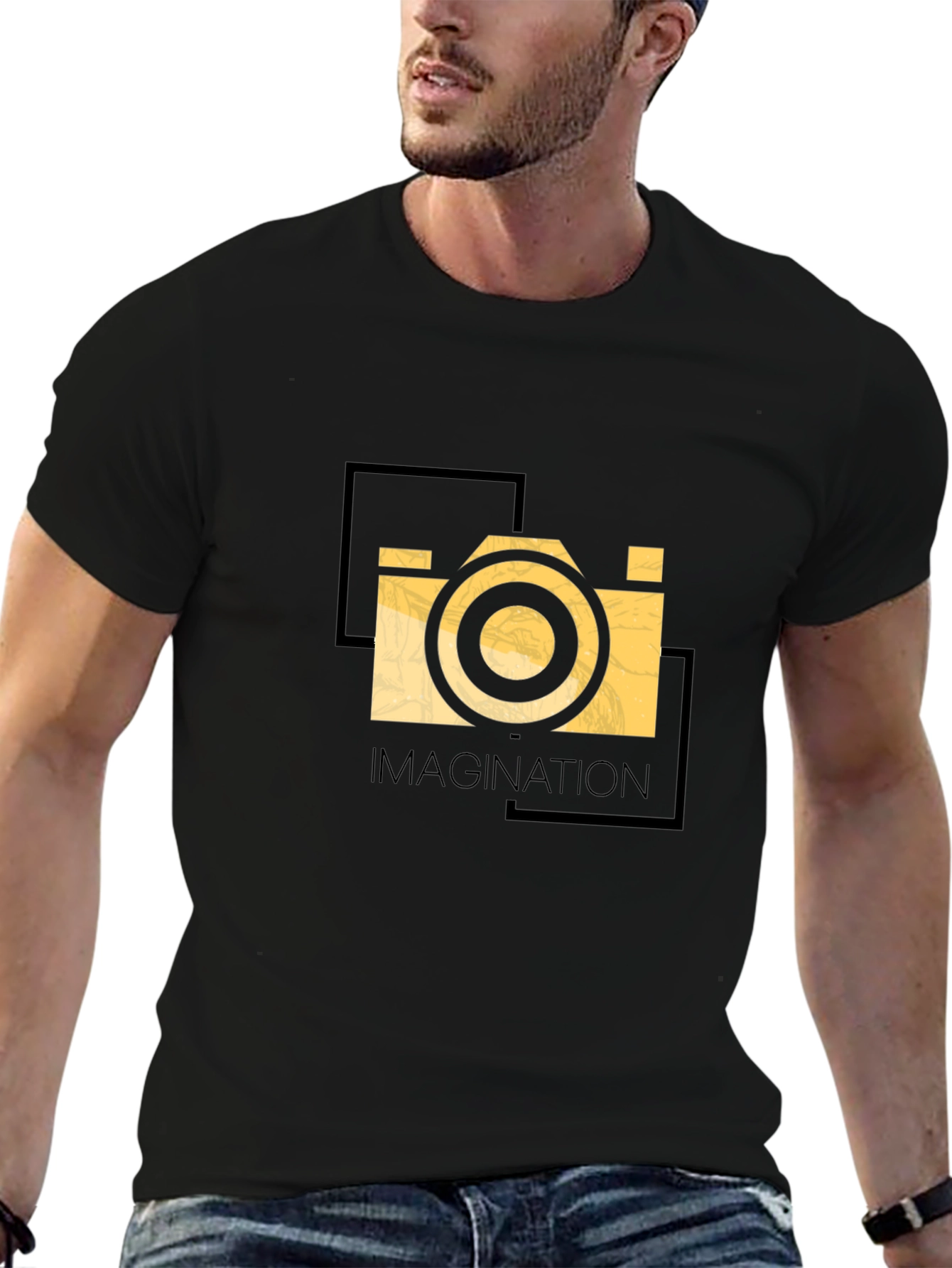 Imagination Camera Graphic T-Shirt - Black Cotton Blend