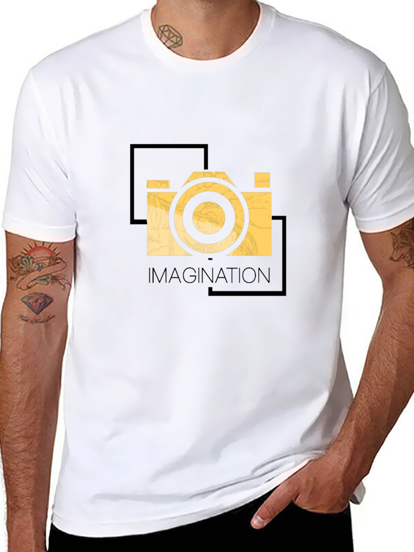 Imagination Camera Graphic T-Shirt - Black Cotton Blend