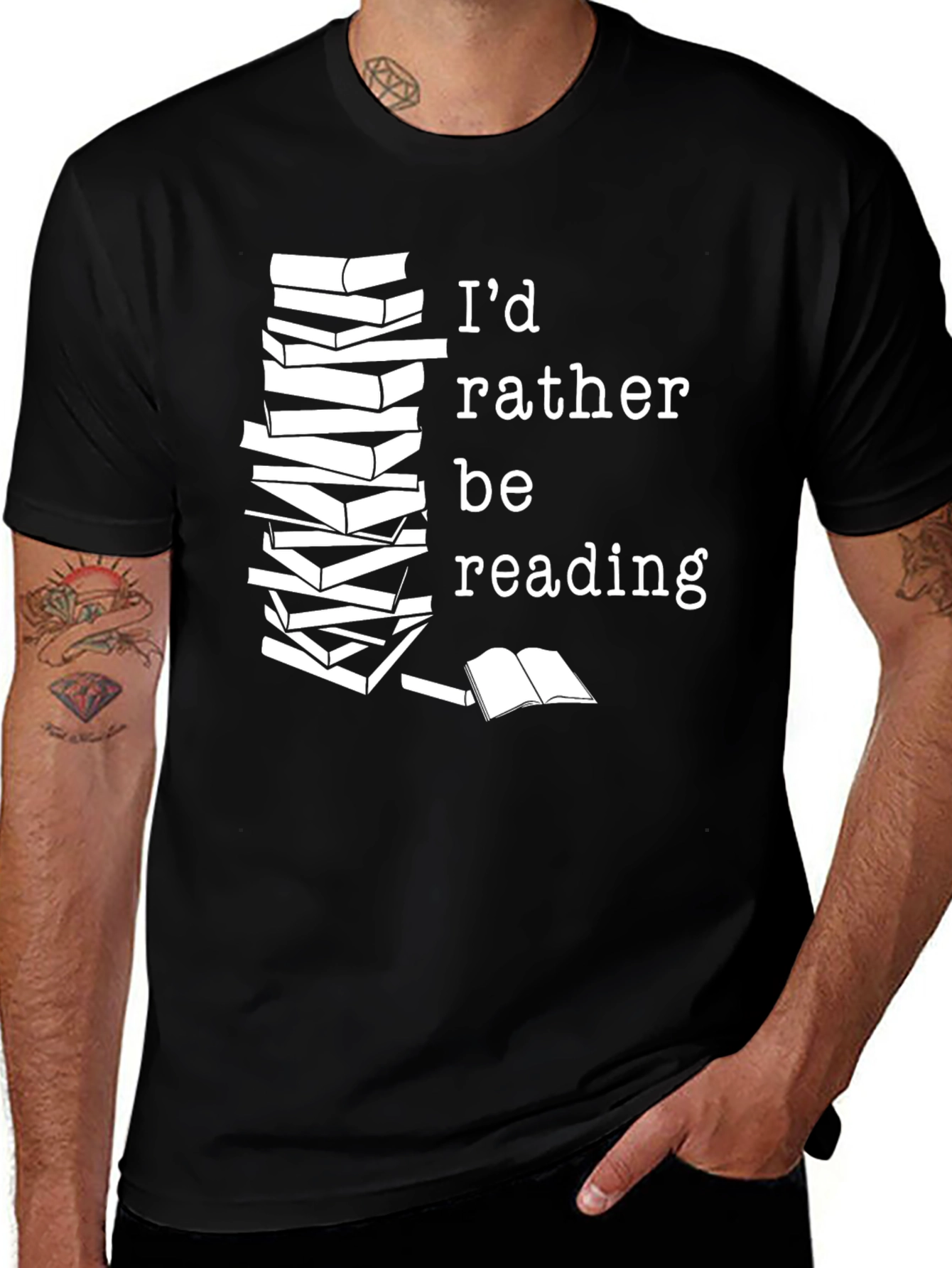 Id Rather Be Reading Black T-Shirt