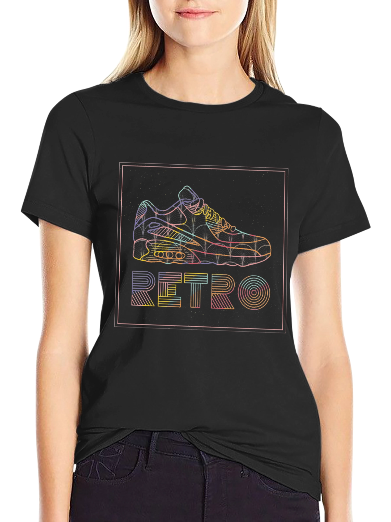 Retro Sneaker Graphic T-Shirt - Black