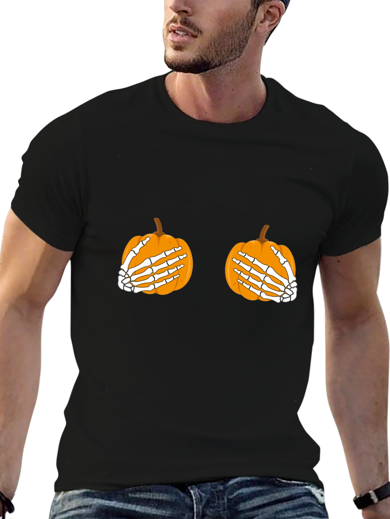 Halloween Pumpkin Skeleton Hands T-Shirt