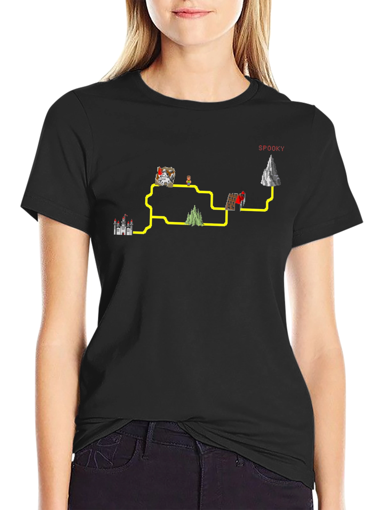 Retro Video Game Map T-Shirt - Spooky Edition