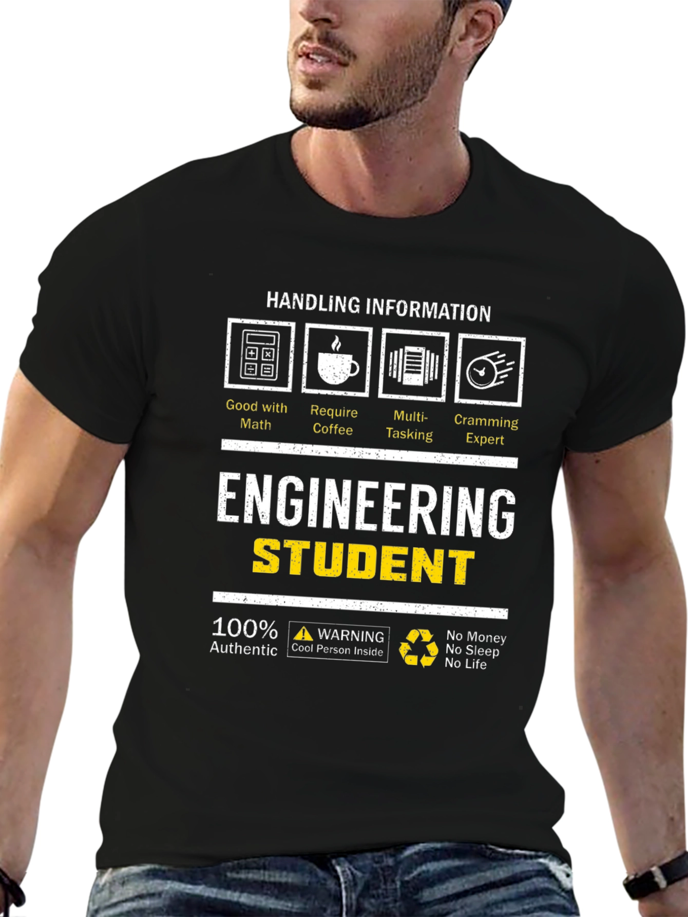Engineering Student Funny Black T-Shirt