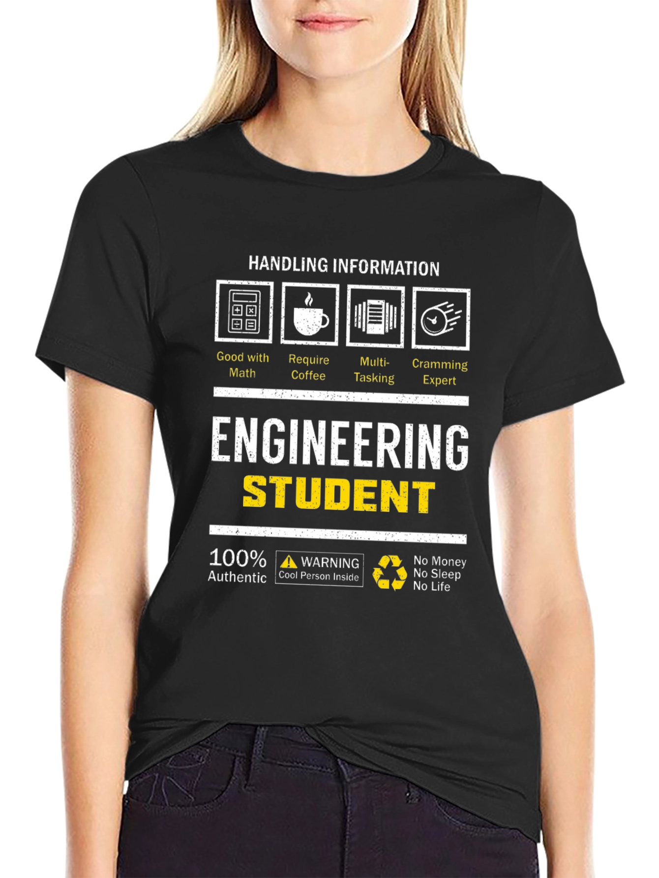 Engineering Student Funny Black T-Shirt