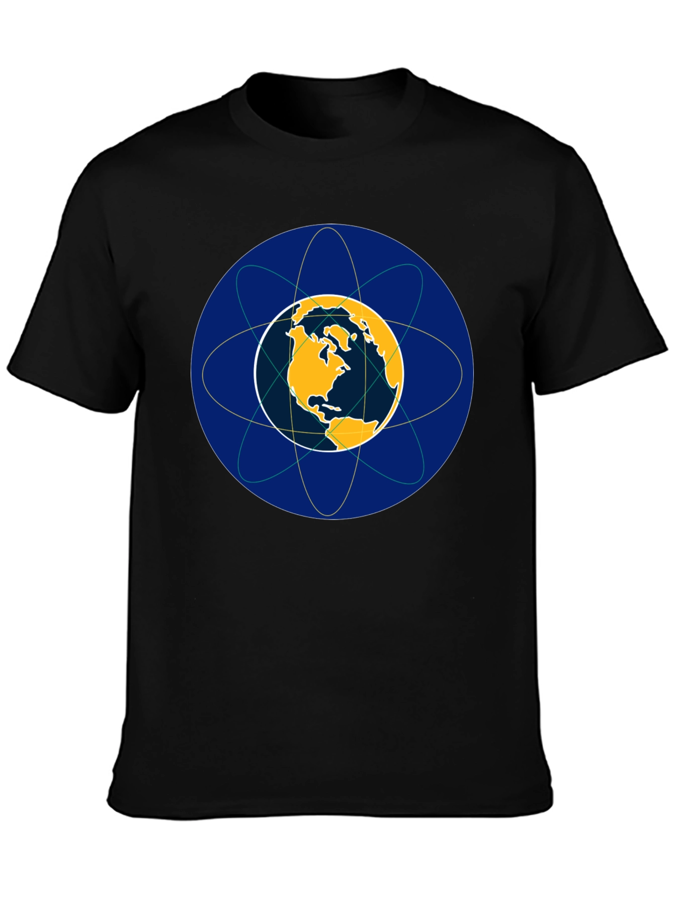 Earth Atom Design T-Shirt - Black