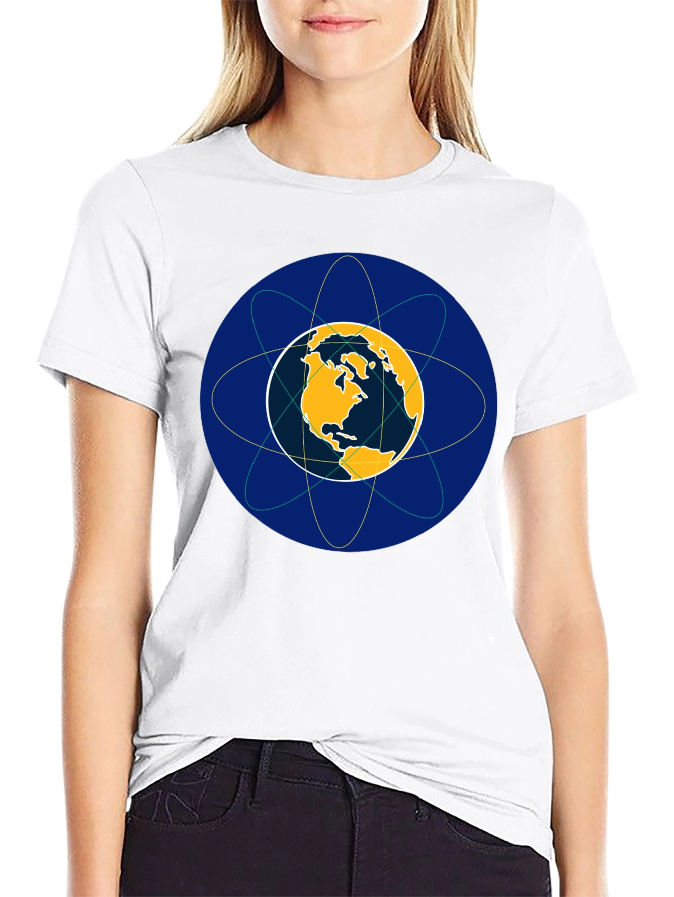Earth Atom Design T-Shirt - Black