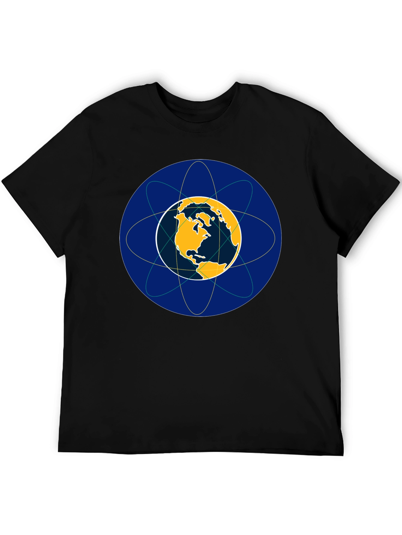 Earth Atom Design T-Shirt - Black