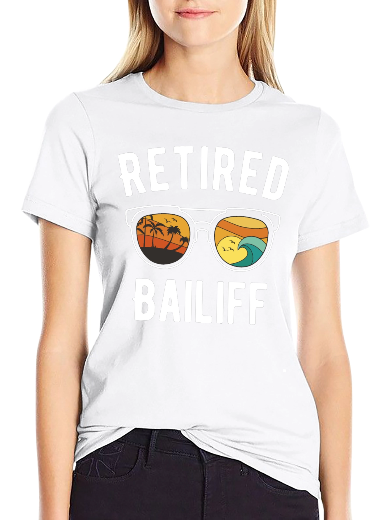 Retired Bailiff T-Shirt - Beach Sunglasses Graphic