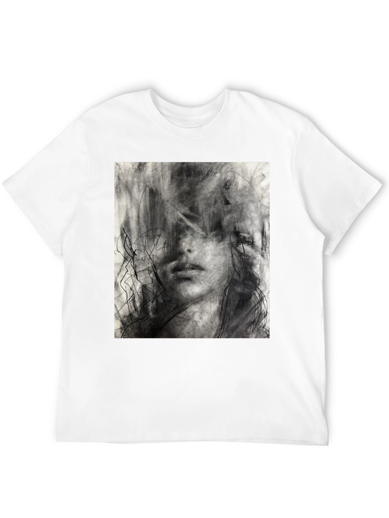 Abstract Charcoal Art Print Black T-Shirt