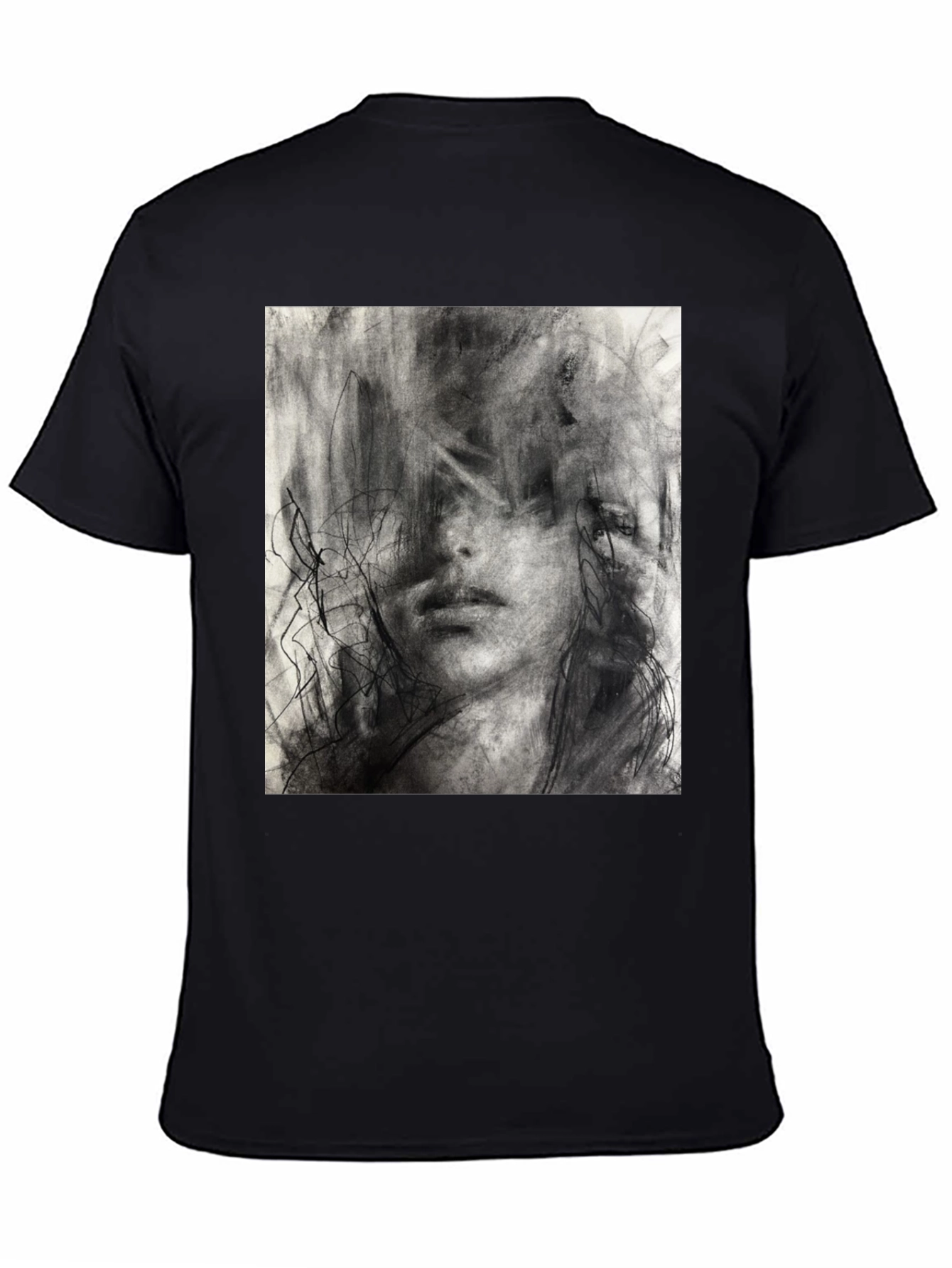 Abstract Charcoal Art Print Black T-Shirt