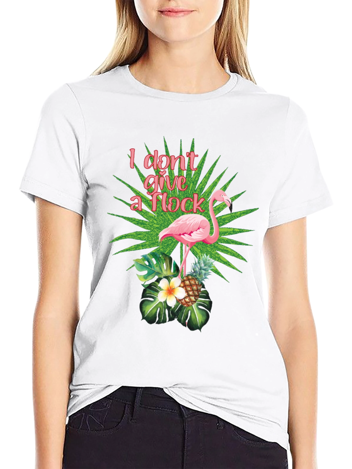 Tropical Flamingo T-Shirt - I Dont Give a Flock