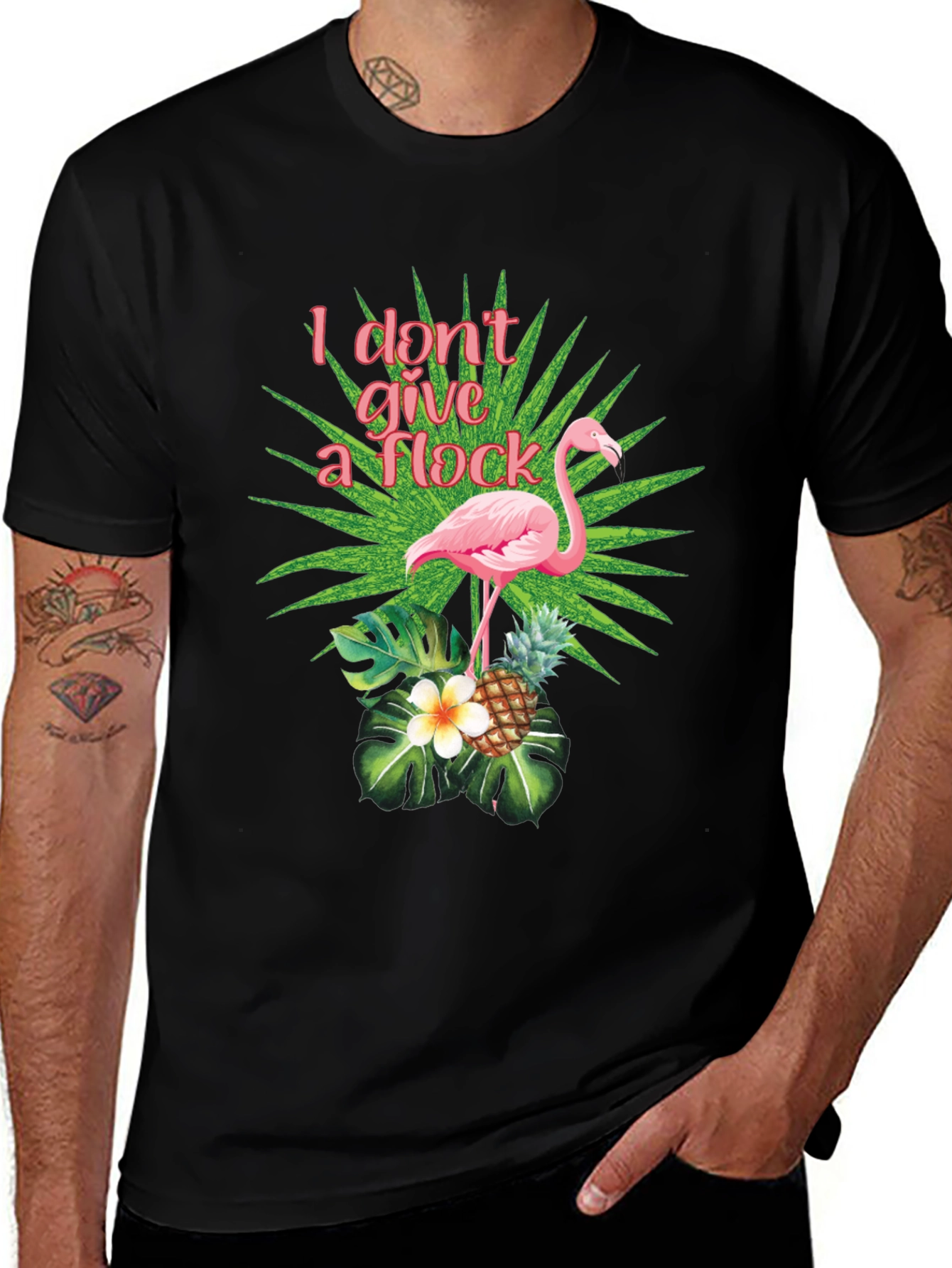 Tropical Flamingo T-Shirt - I Dont Give a Flock