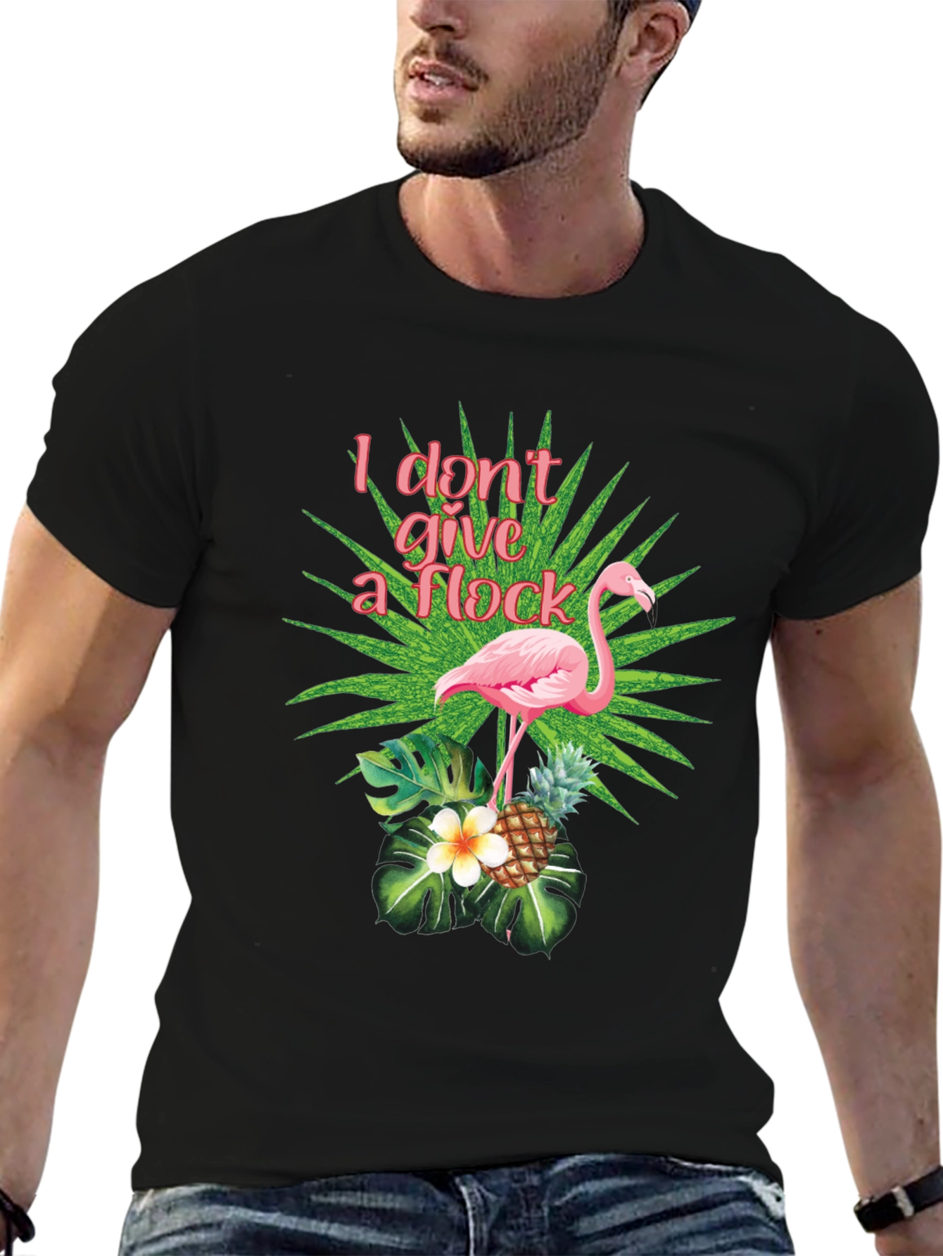 Tropical Flamingo T-Shirt - I Dont Give a Flock