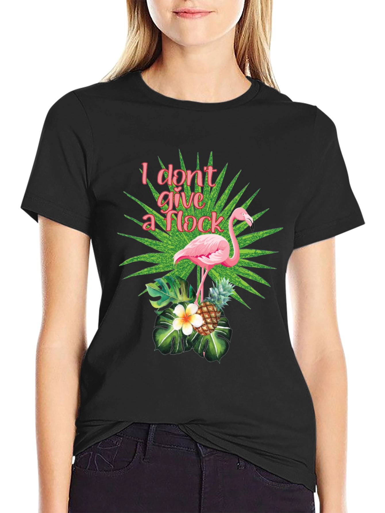 Tropical Flamingo T-Shirt - I Dont Give a Flock