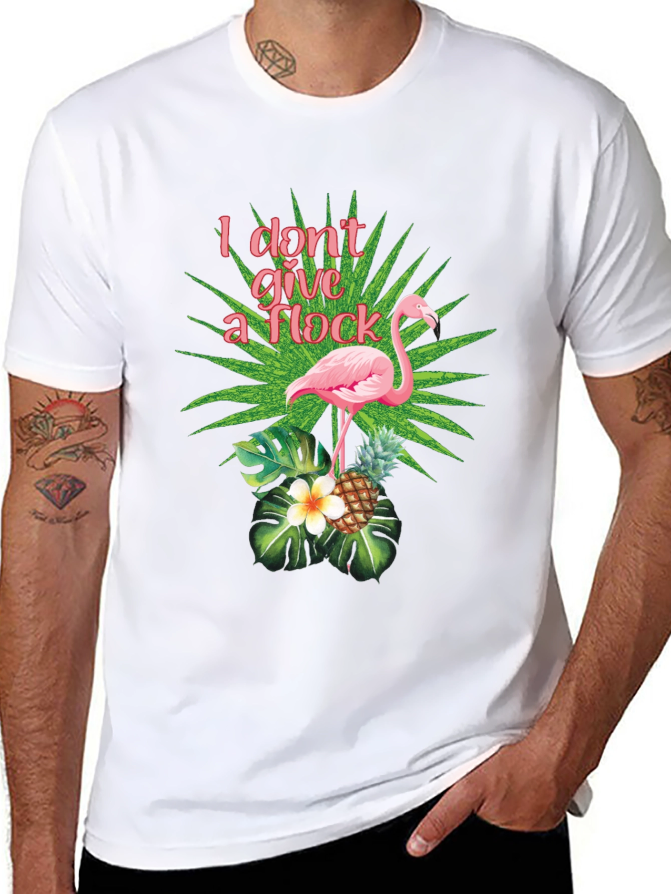 Tropical Flamingo T-Shirt - I Dont Give a Flock