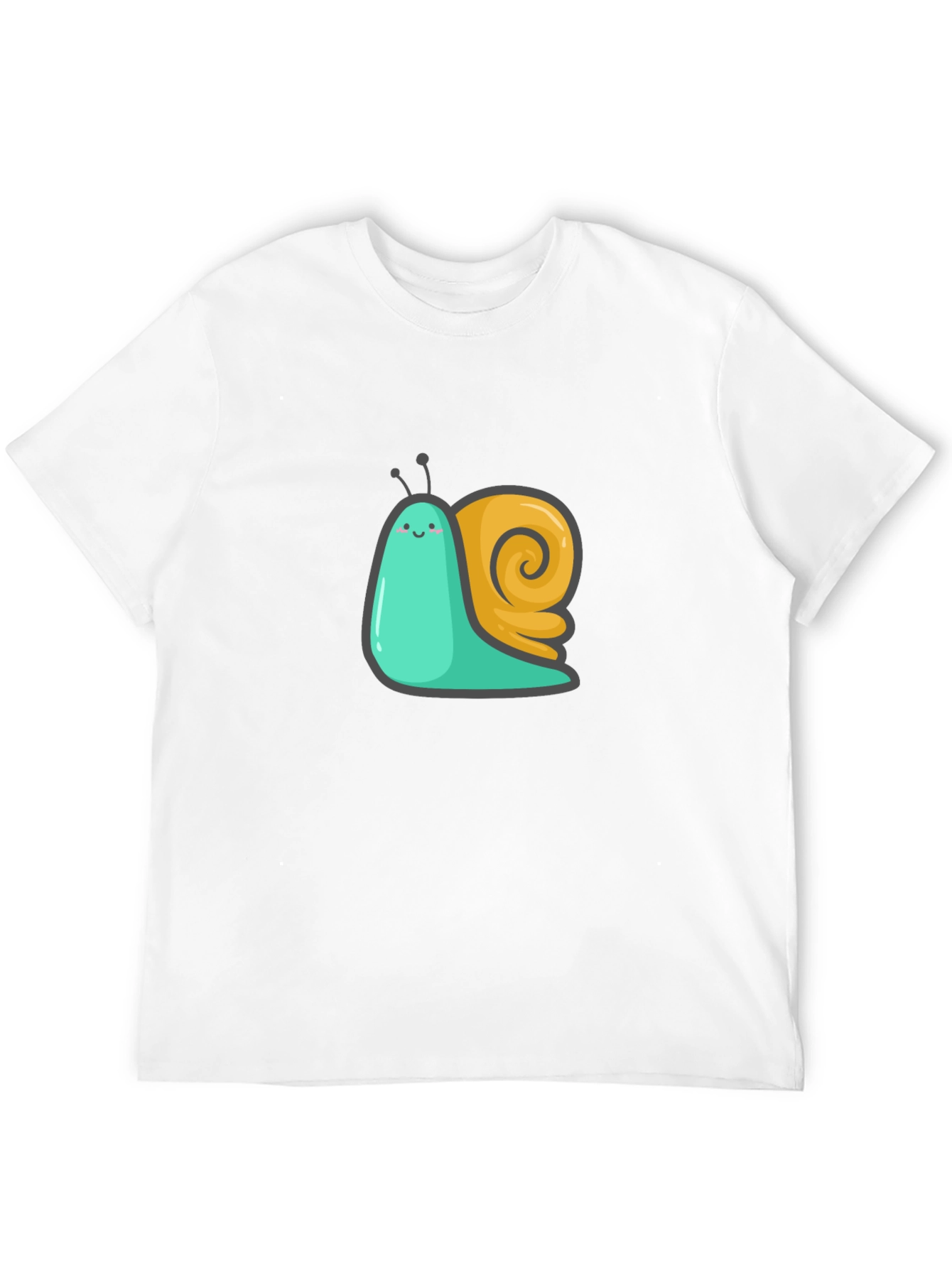 Cute Snail Graphic Tee - Black Cotton T-Shirt