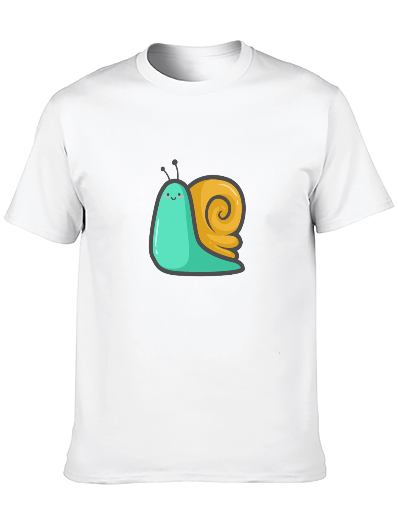 Cute Snail Graphic Tee - Black Cotton T-Shirt
