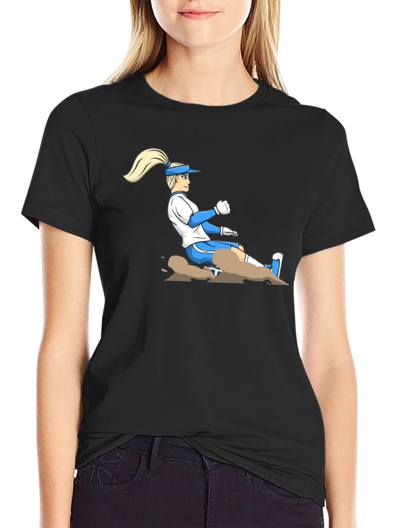 Baseball Player Graphic T-Shirt - Black