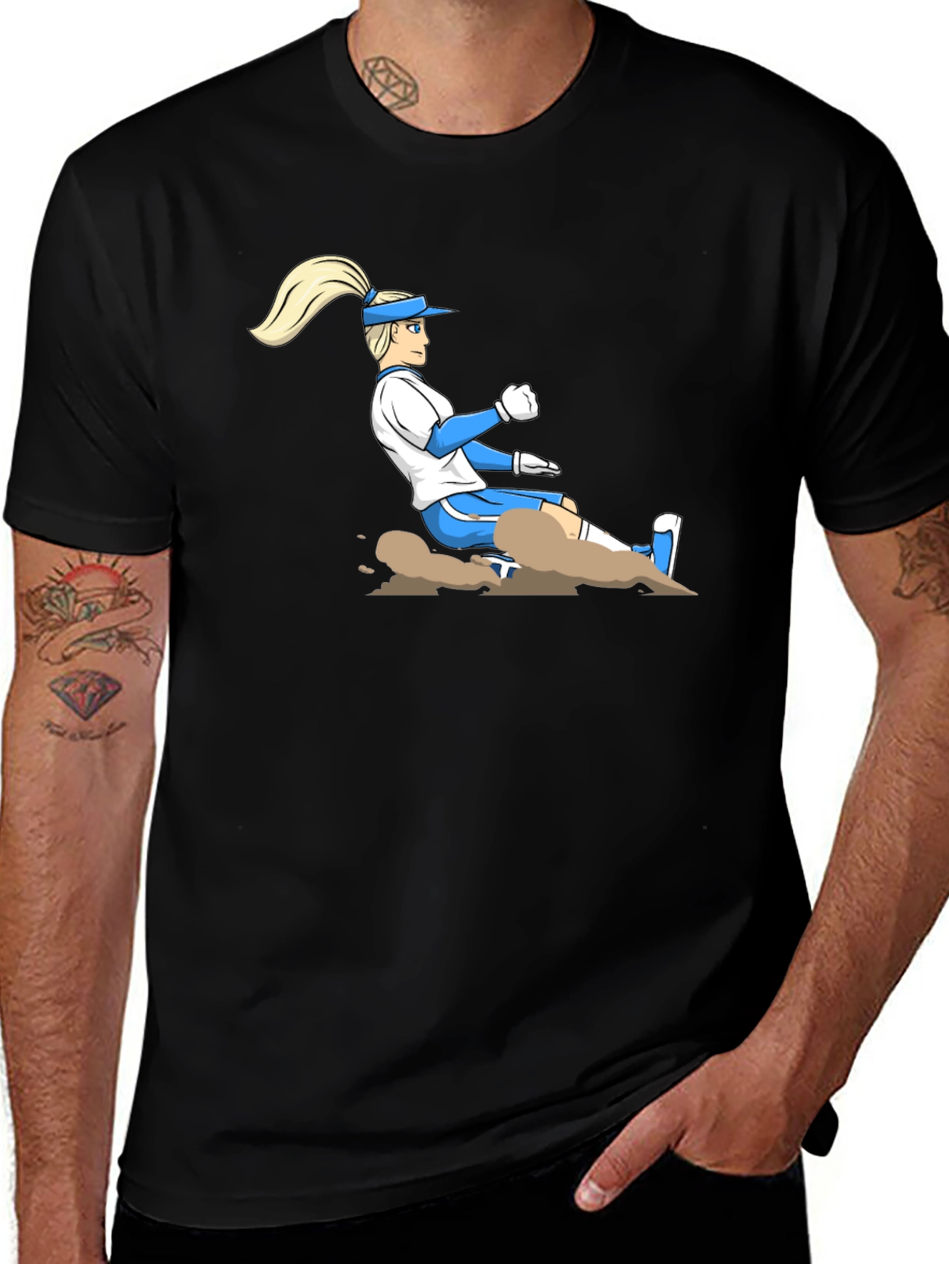 Baseball Player Graphic T-Shirt - Black