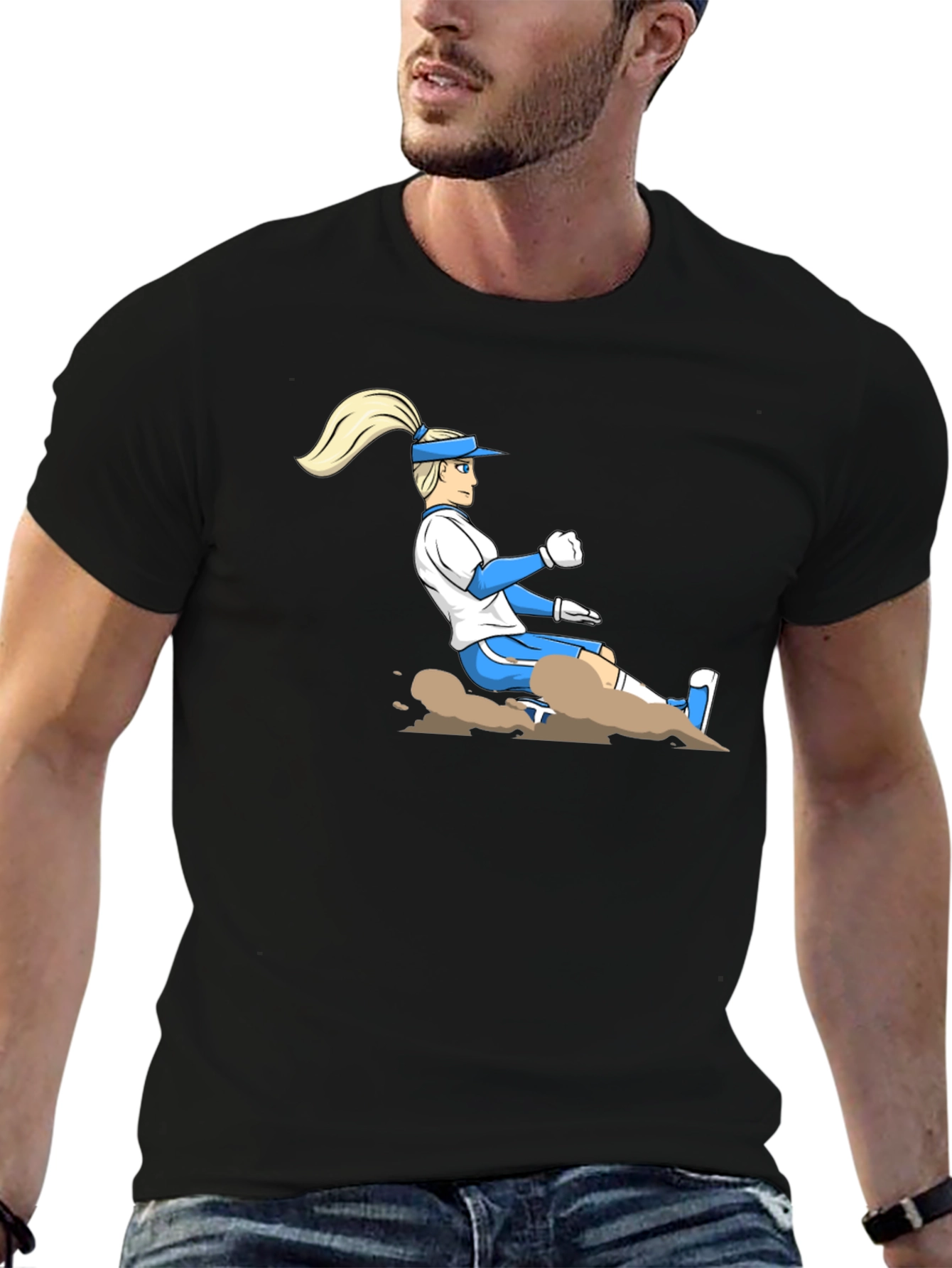 Baseball Player Graphic T-Shirt - Black