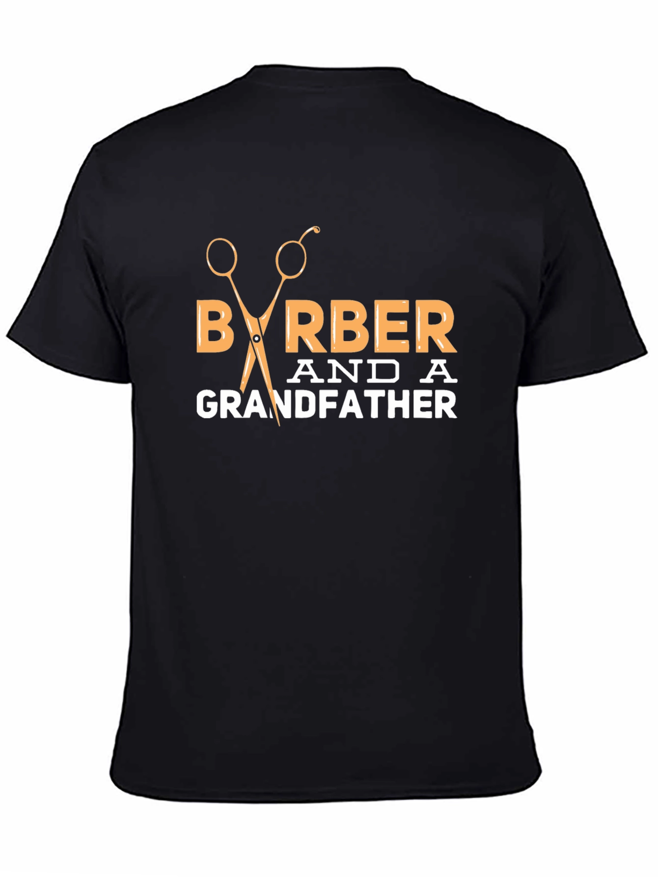 Barber and Grandfather Graphic Tee - Black Cotton T-Shirt
