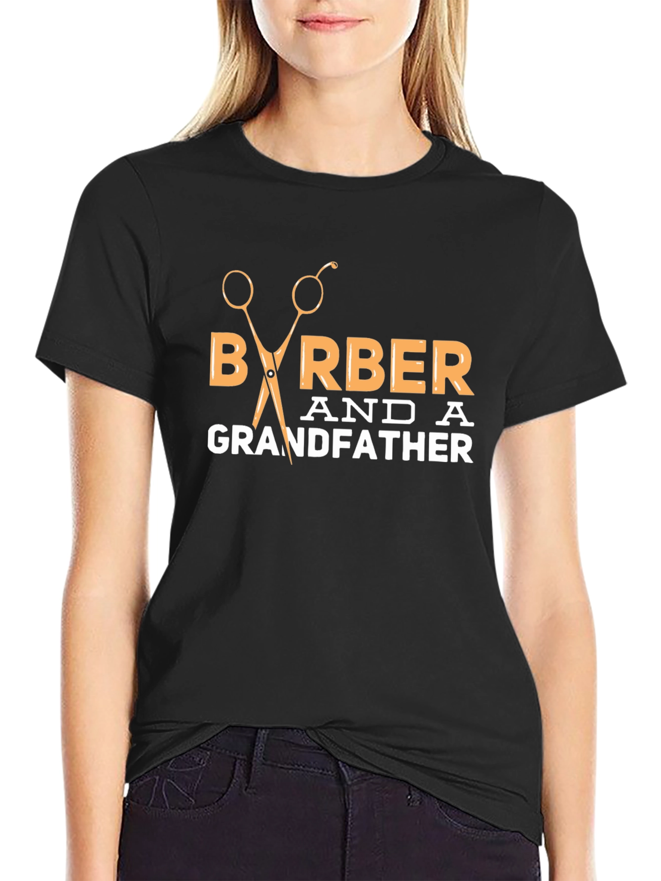 Barber and Grandfather Graphic Tee - Black Cotton T-Shirt