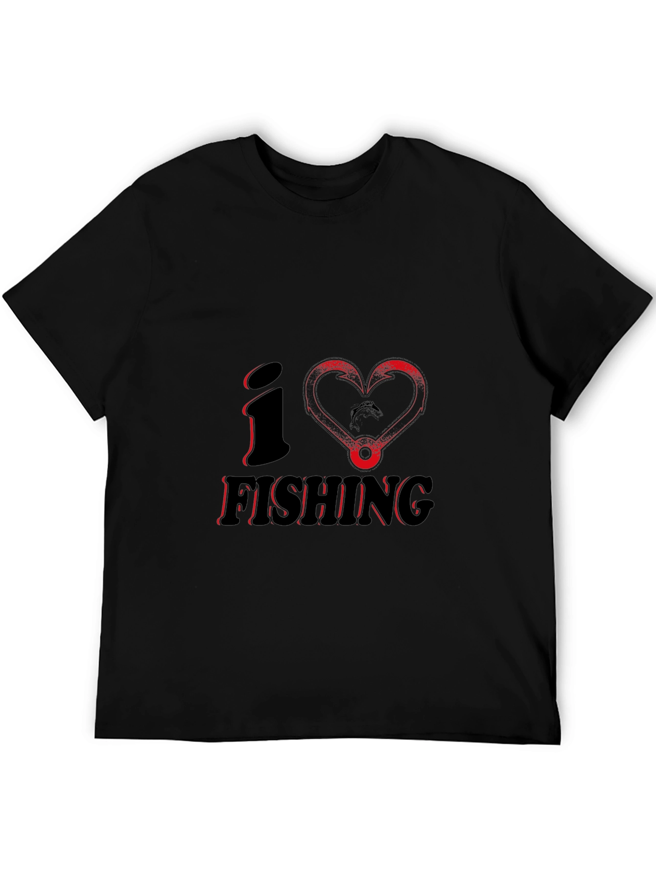 I Love Fishing Graphic Tee - Black