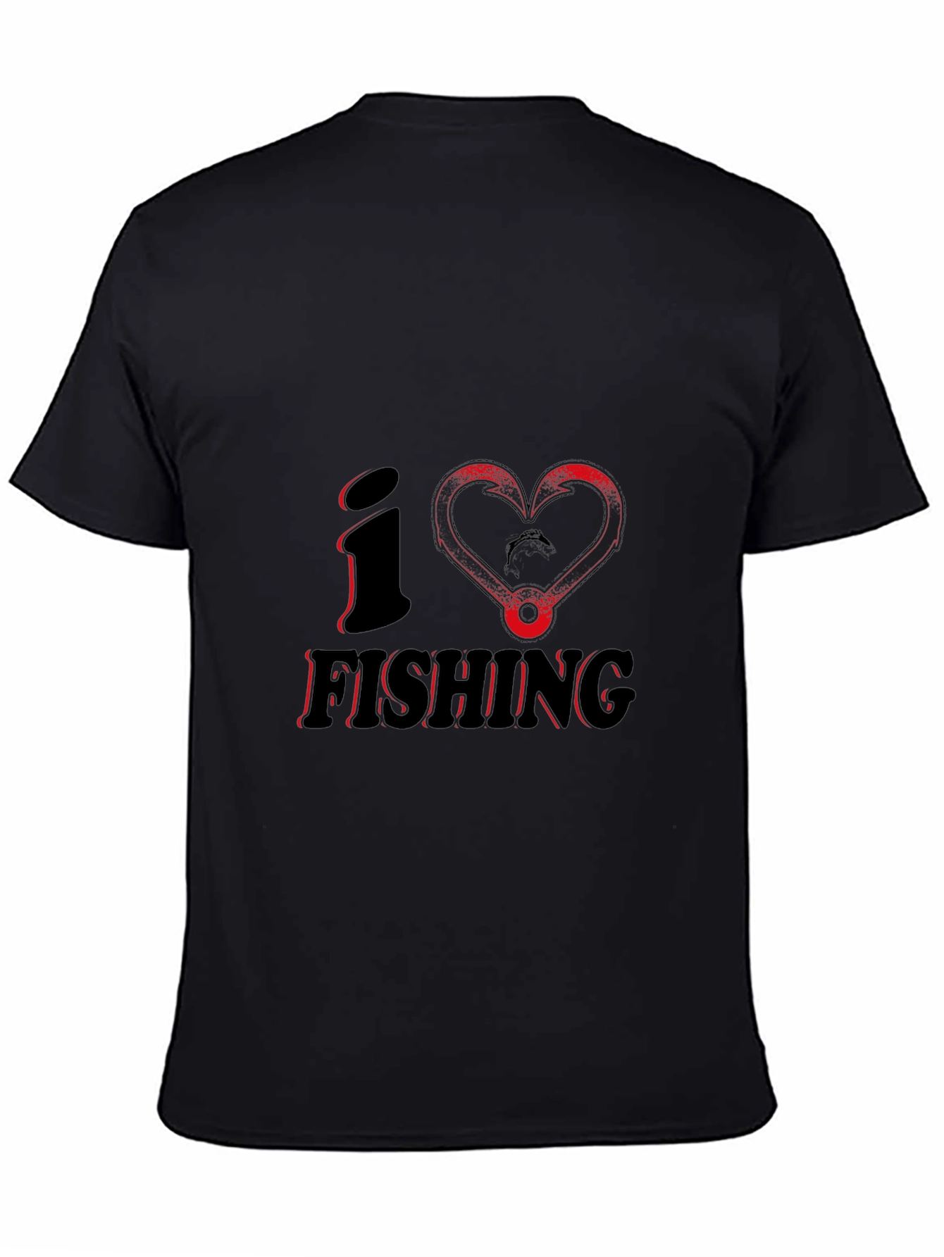 I Love Fishing Graphic Tee - Black