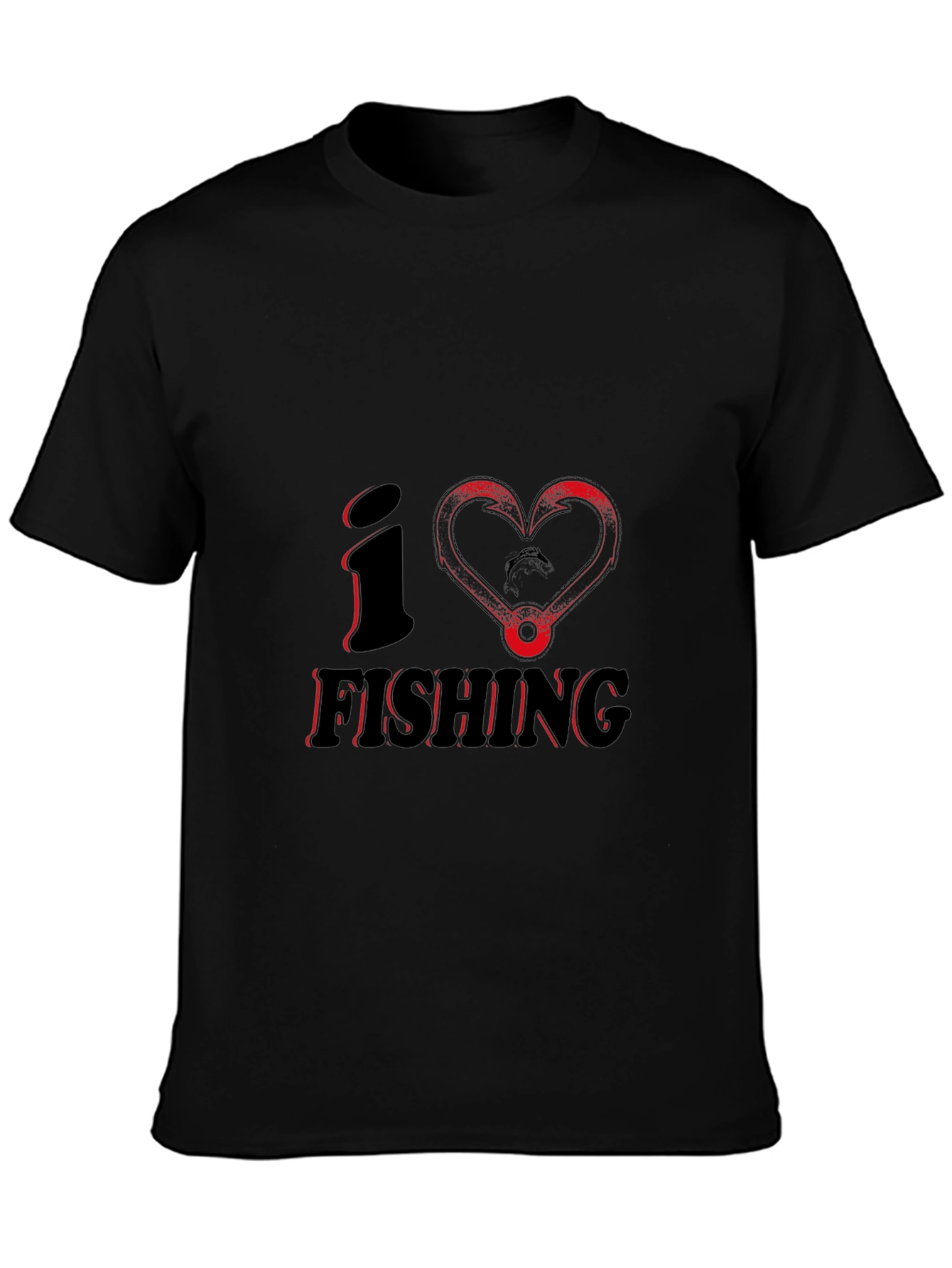 I Love Fishing Graphic Tee - Black