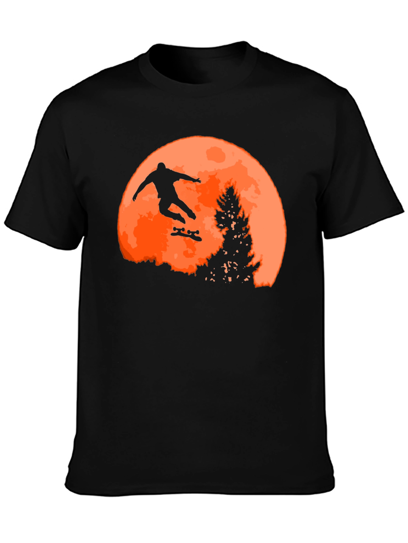 Skateboarder Silhouette Graphic T-Shirt - Black