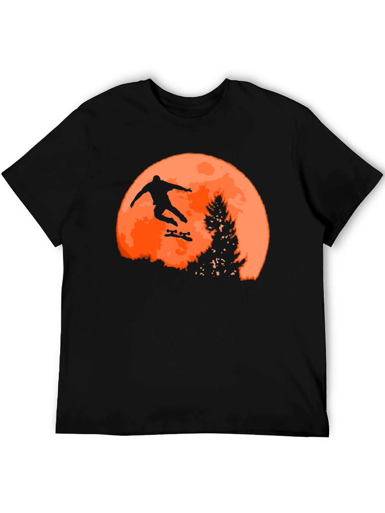 Skateboarder Silhouette Graphic T-Shirt - Black
