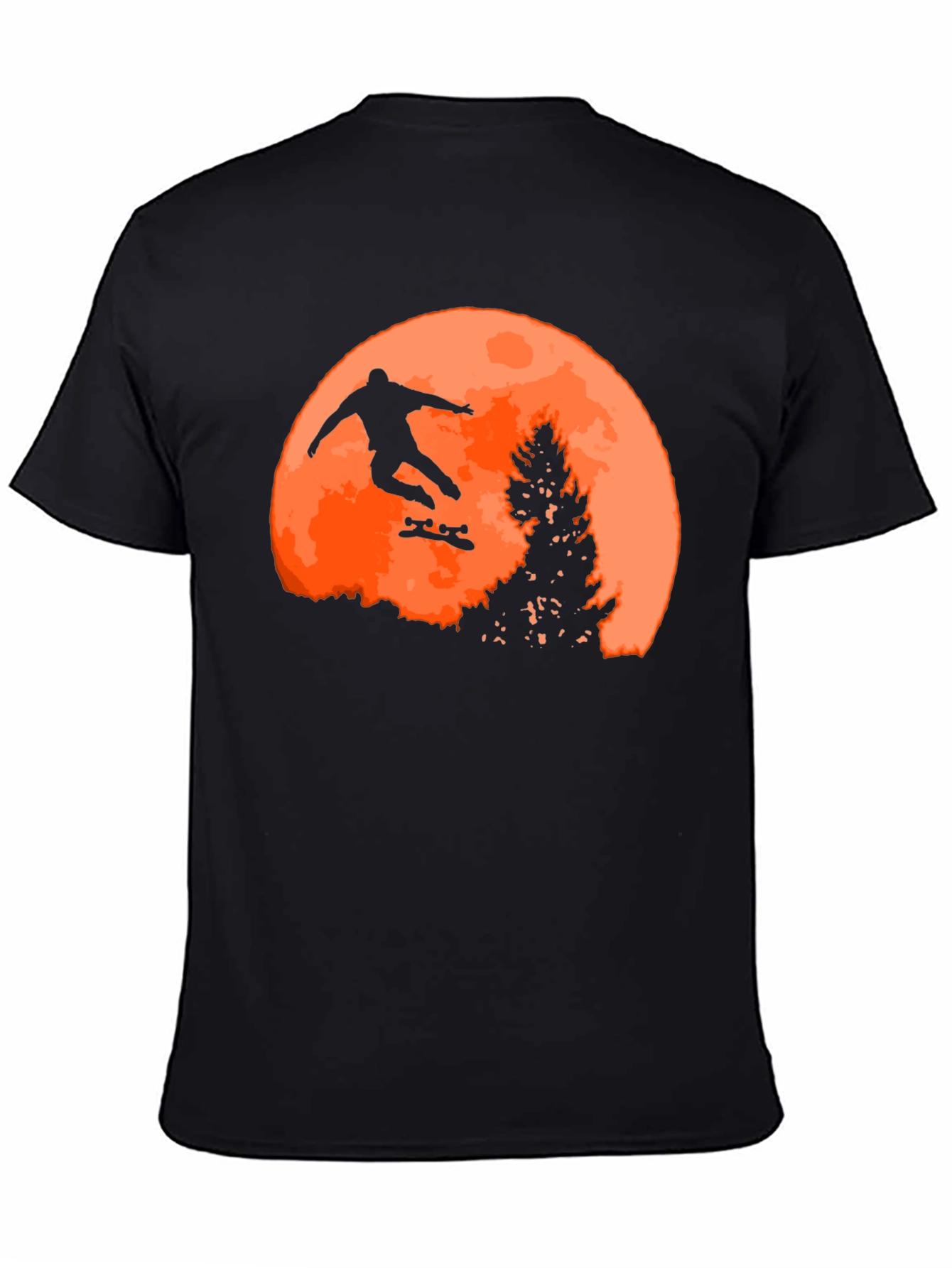 Skateboarder Silhouette Graphic T-Shirt - Black
