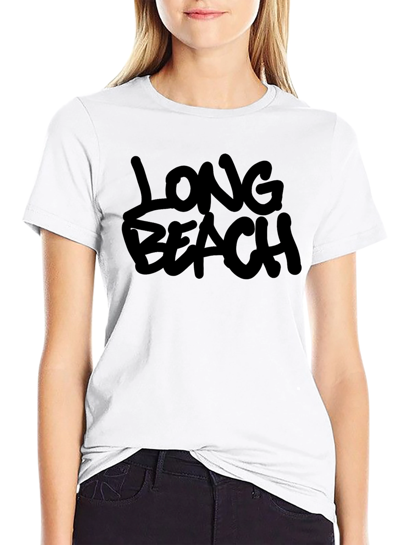 Long Beach Black Graphic Tee Shirt